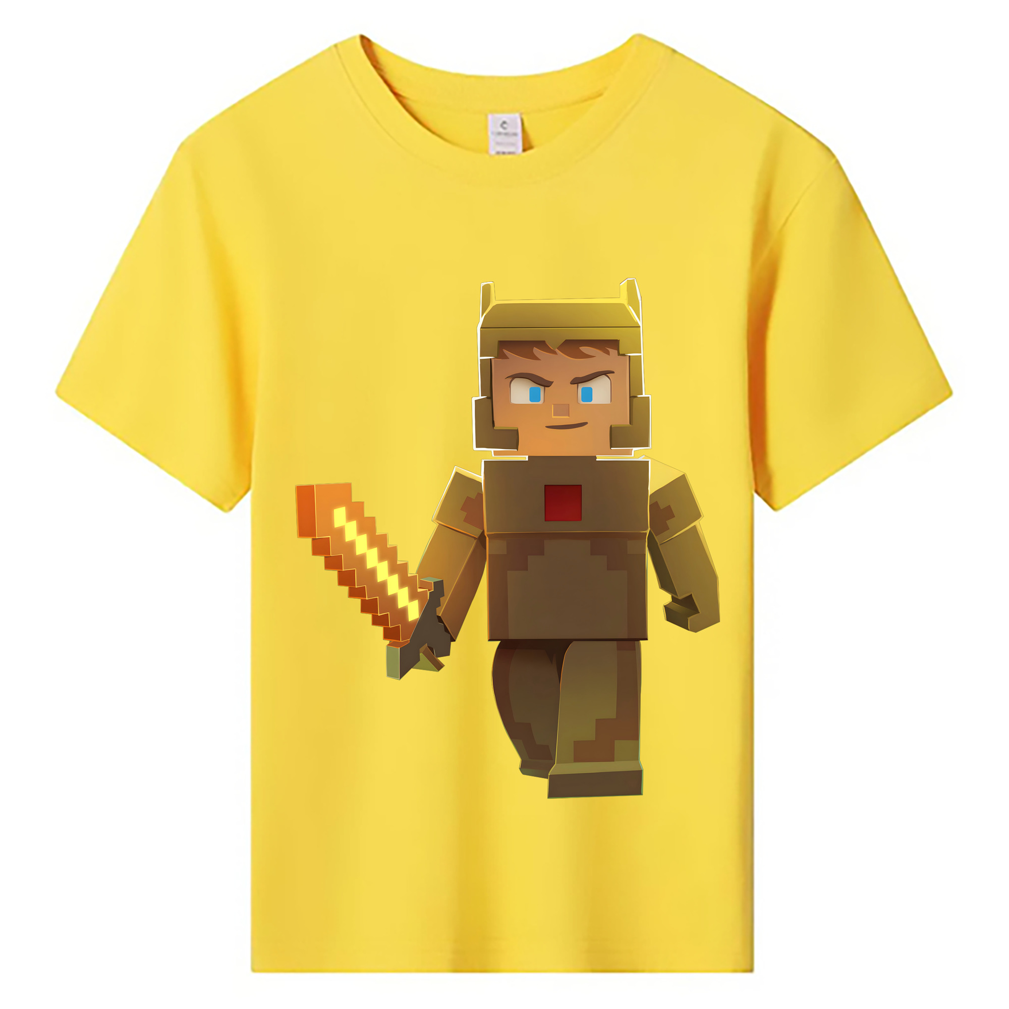 （画像用） マインクラフト ブロックの世界 Minecraft MC Block world 綿100％キッズTシャツ（フロントプリント）