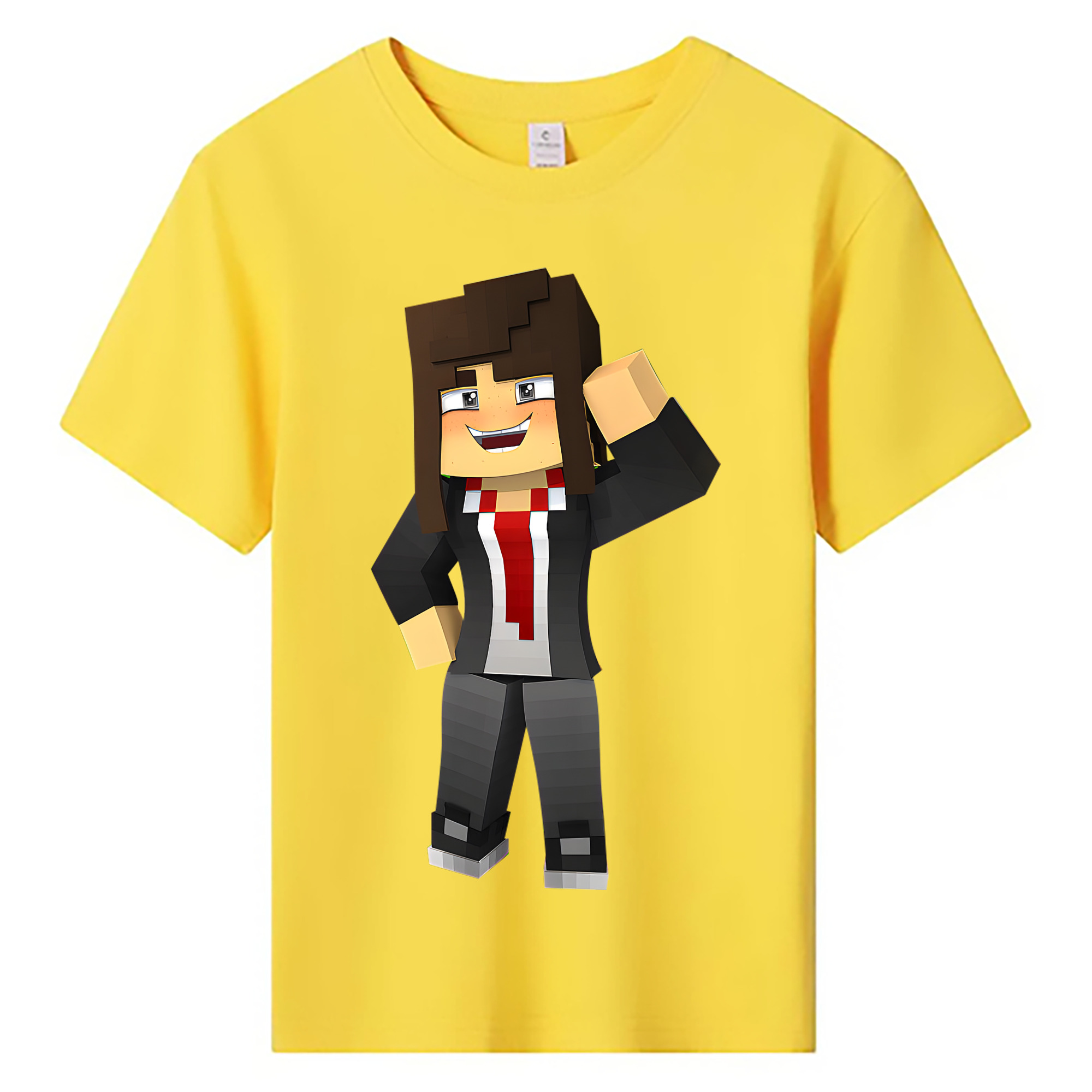 （画像用） マインクラフト ブロックの世界 Minecraft MC Block world 綿100％キッズTシャツ（フロントプリント）