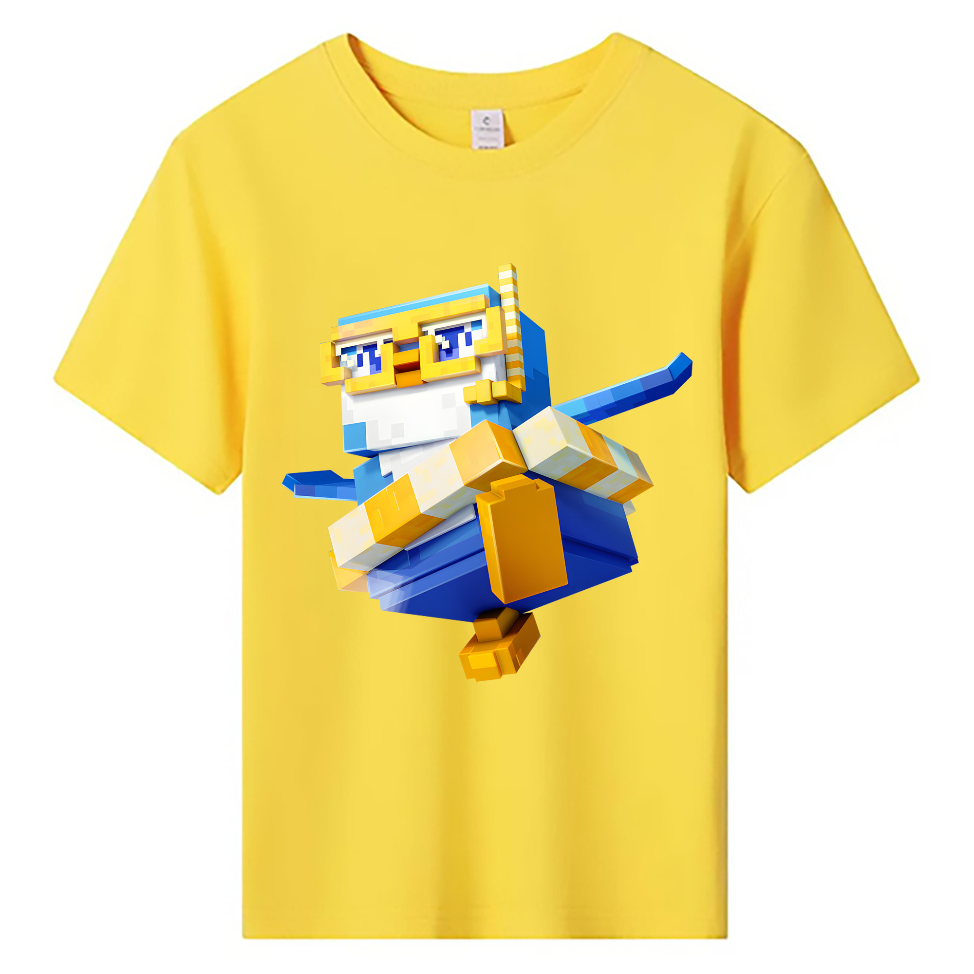 （画像用） マインクラフト ブロックの世界 Minecraft MC Block world 綿100％キッズTシャツ（フロントプリント）