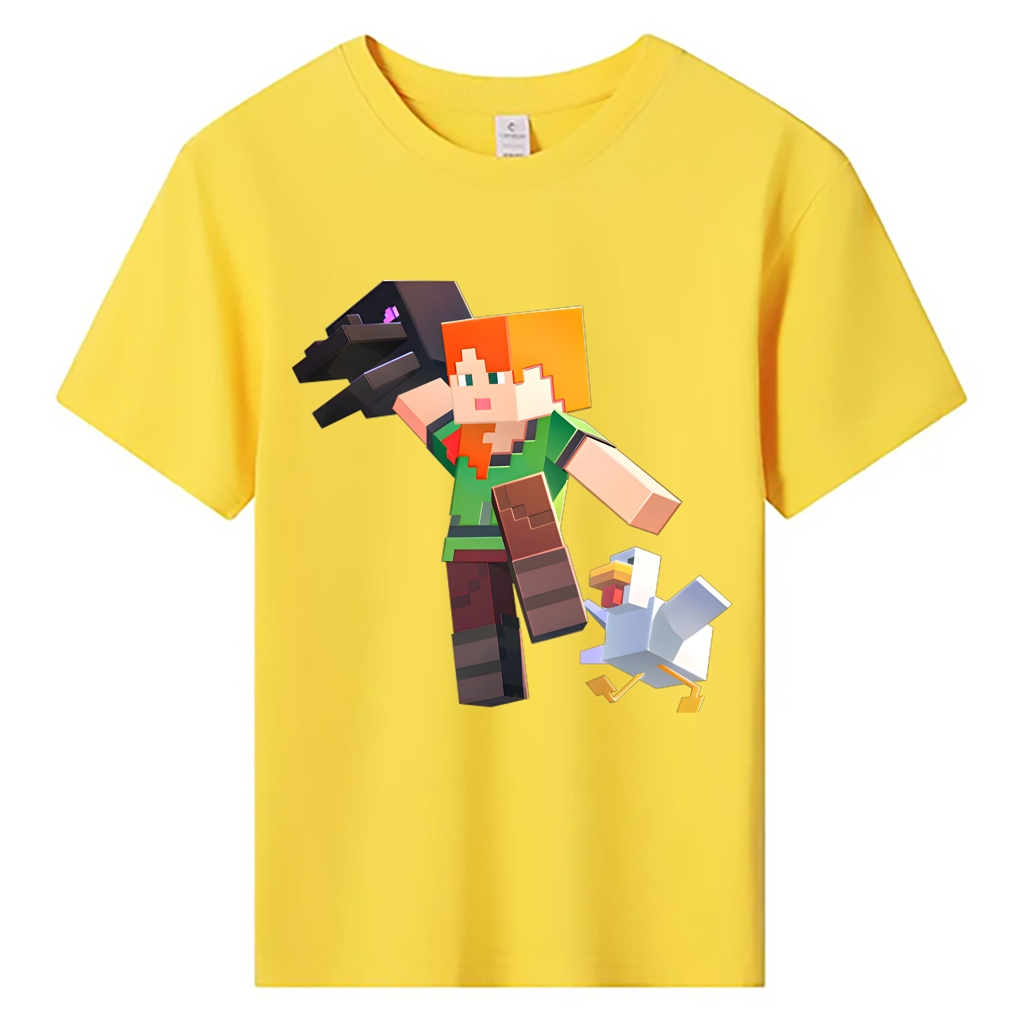 （画像用） マインクラフト ブロックの世界 Minecraft MC Block world 綿100％キッズTシャツ（フロントプリント）
