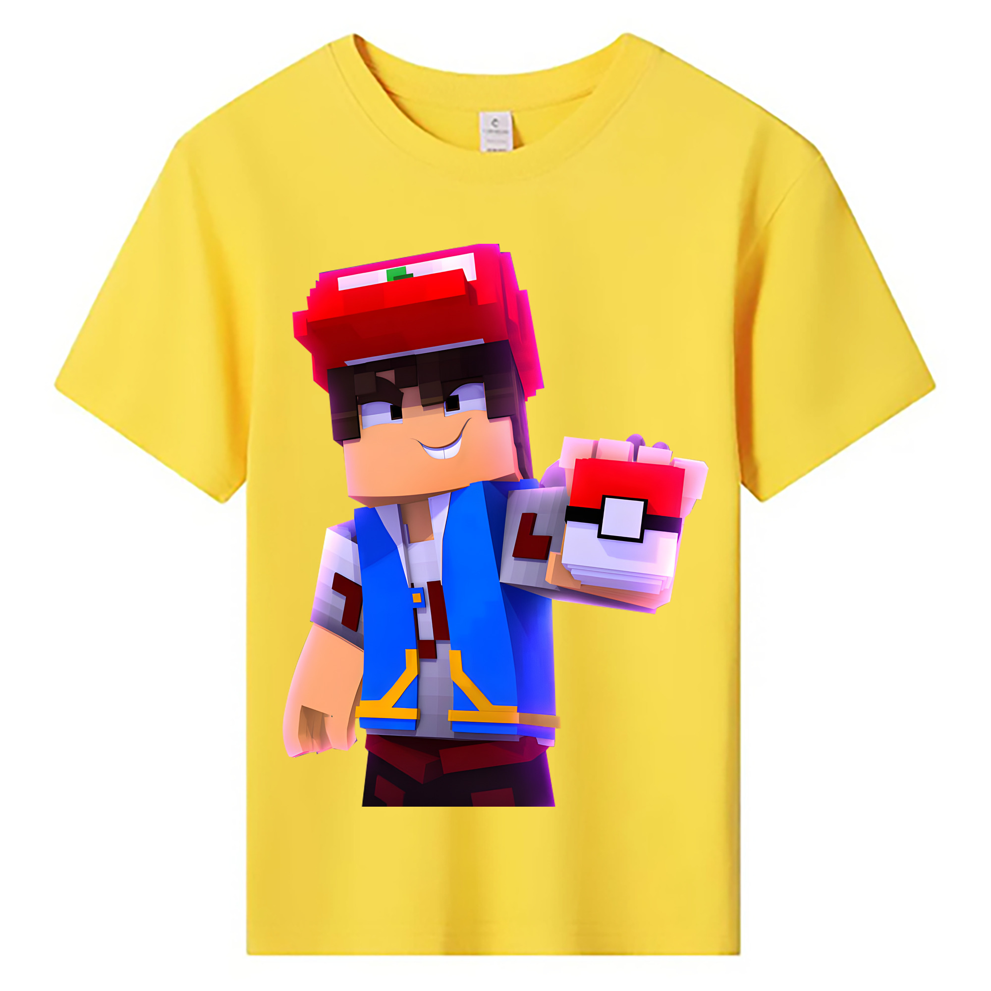 （画像用） マインクラフト ブロックの世界 Minecraft MC Block world 綿100％キッズTシャツ（フロントプリント）