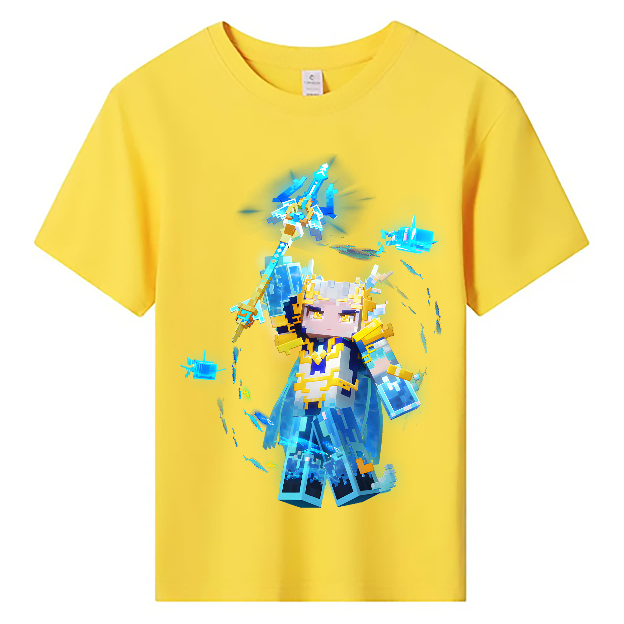 （画像用） マインクラフト ブロックの世界 Minecraft MC Block world 綿100％キッズTシャツ（フロントプリント）