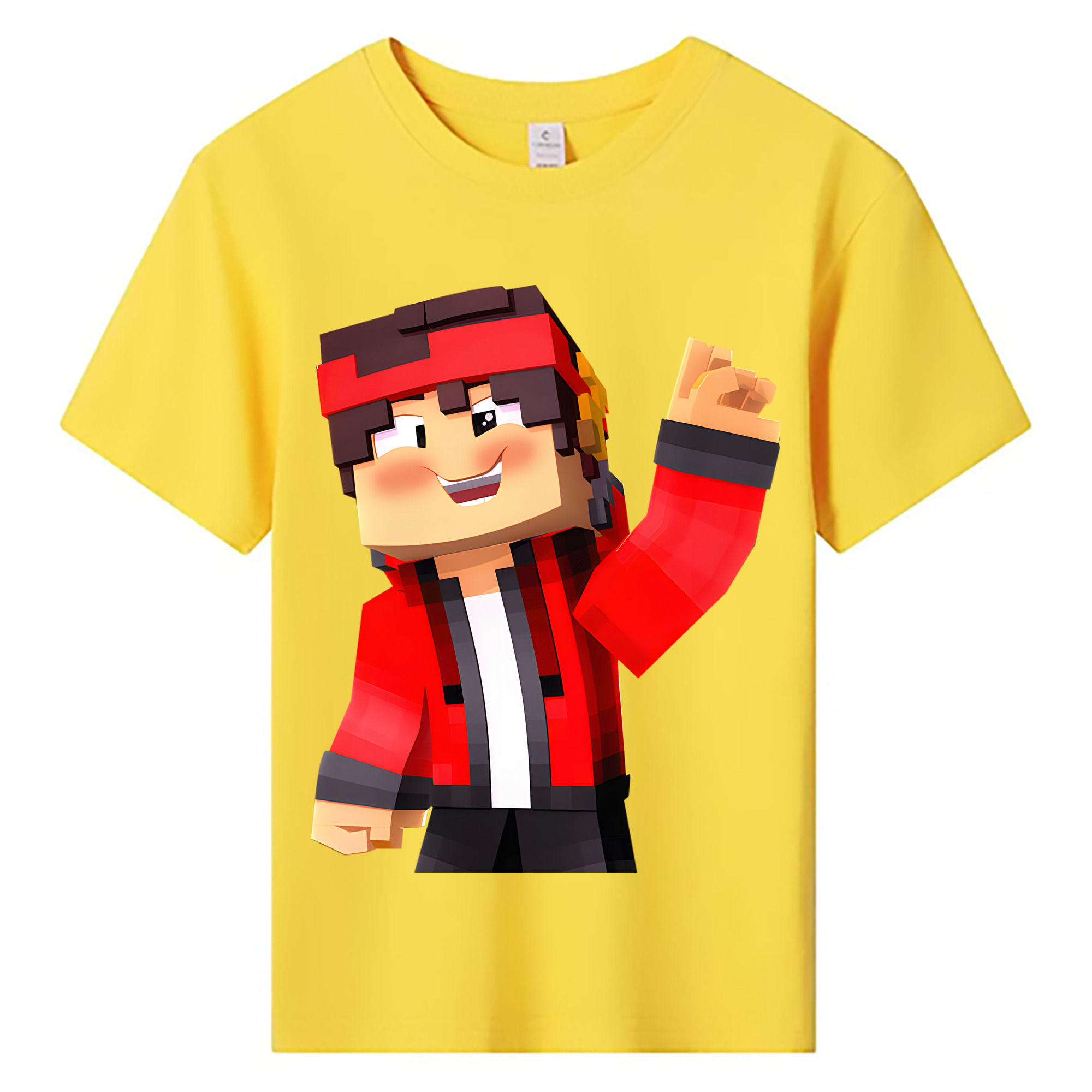 （画像用） マインクラフト ブロックの世界 Minecraft MC Block world 綿100％キッズTシャツ（フロントプリント）