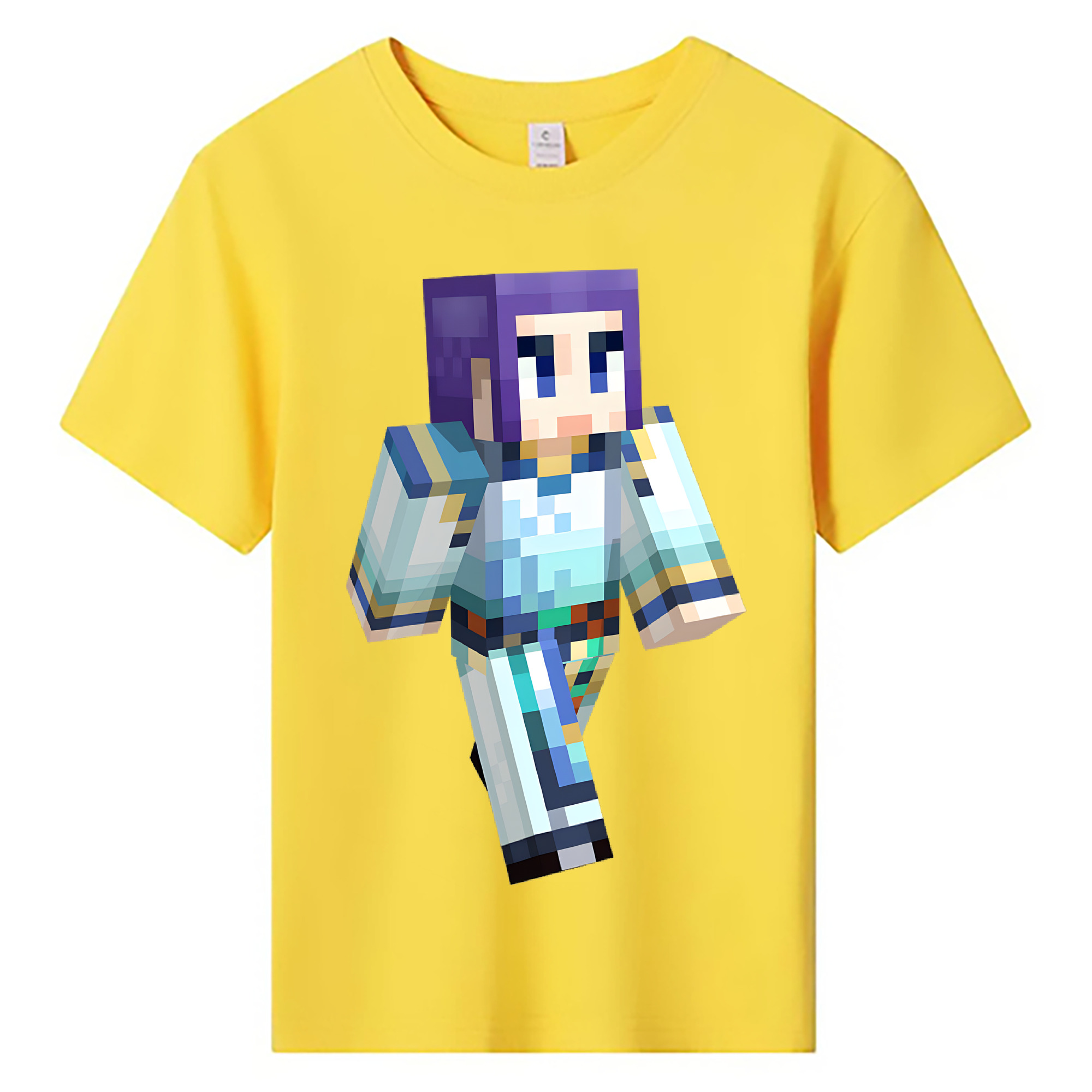 （画像用） マインクラフト ブロックの世界 Minecraft MC Block world 綿100％キッズTシャツ（フロントプリント）