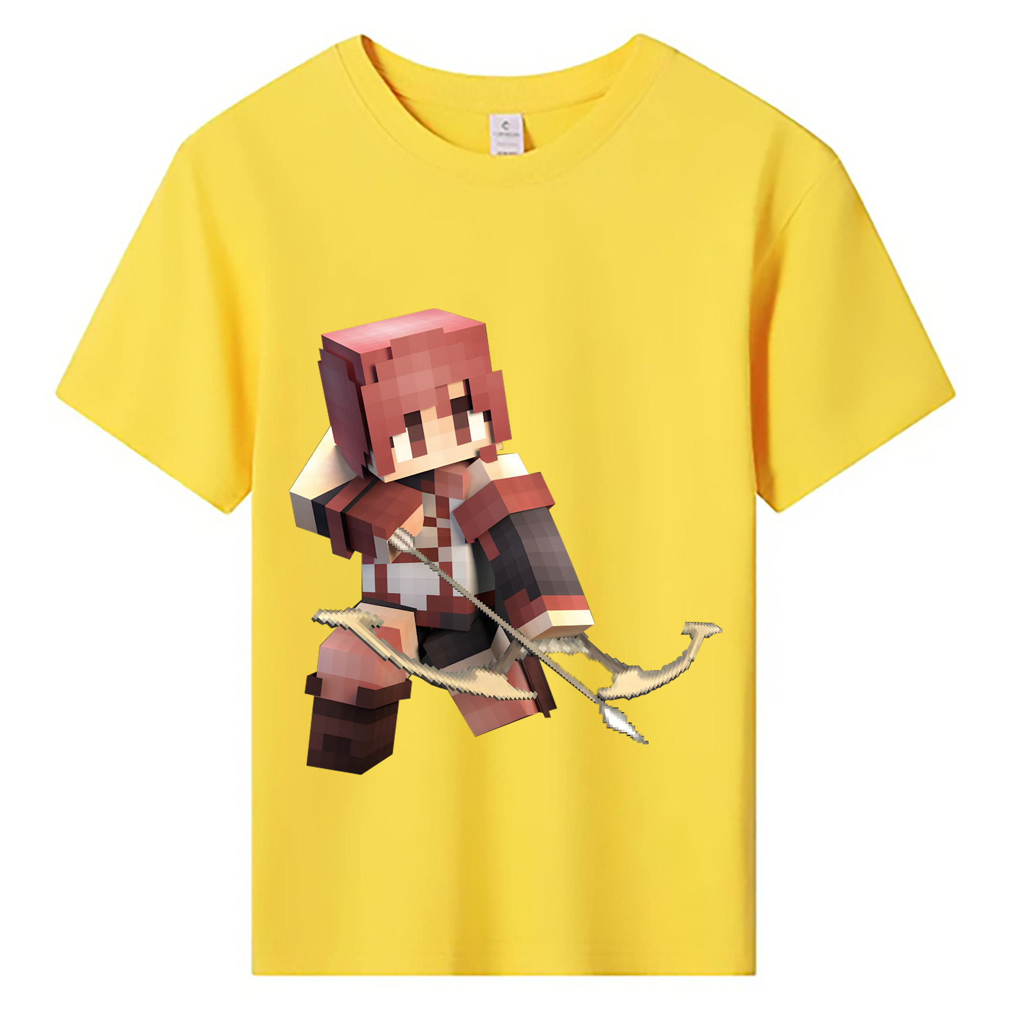 （画像用） マインクラフト ブロックの世界 Minecraft MC Block world 綿100％キッズTシャツ（フロントプリント）
