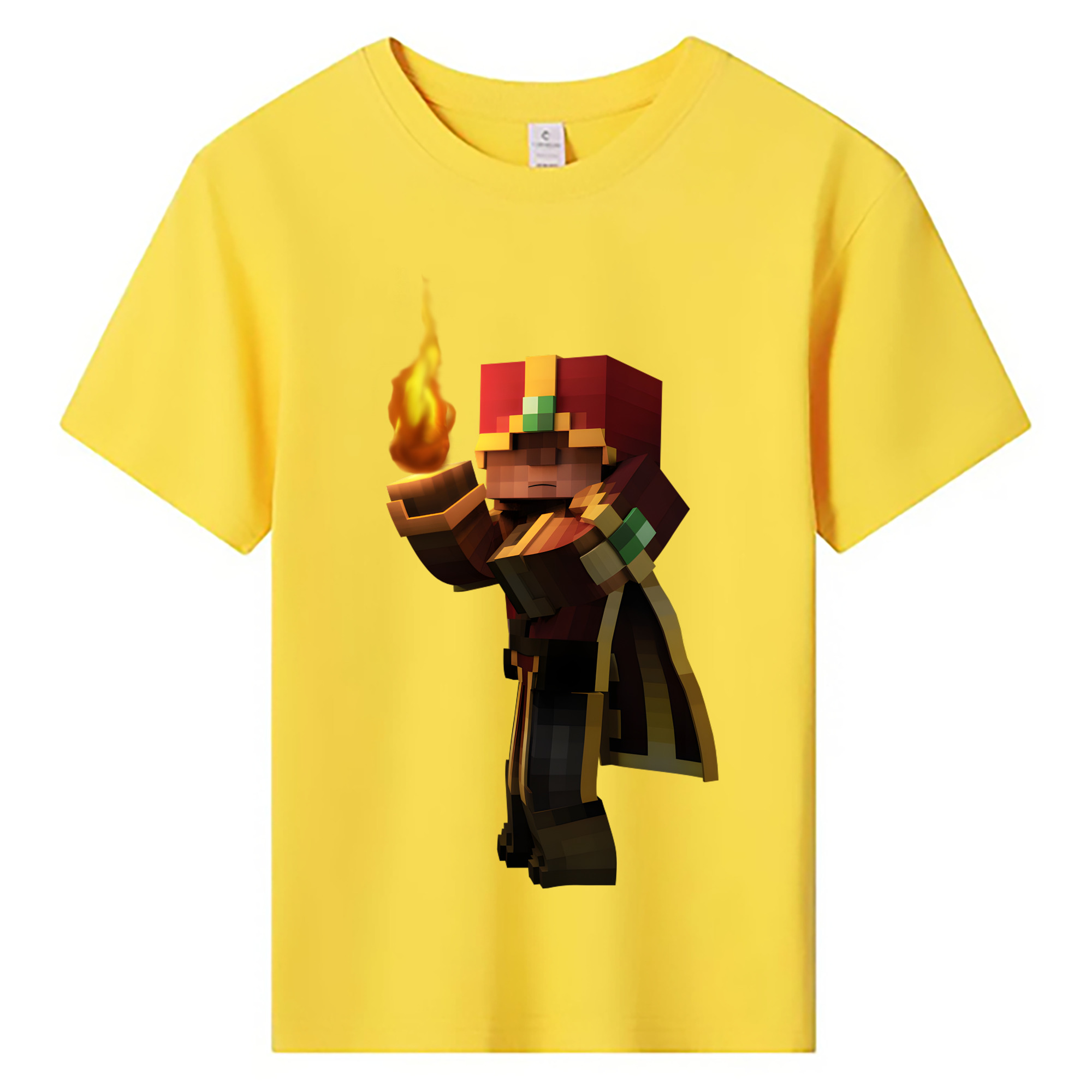（画像用） マインクラフト ブロックの世界 Minecraft MC Block world 綿100％キッズTシャツ（フロントプリント）