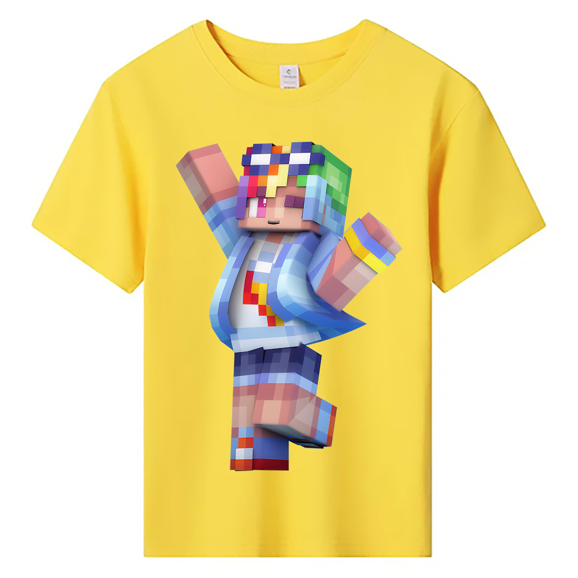 （画像用） マインクラフト ブロックの世界 Minecraft MC Block world 綿100％キッズTシャツ（フロントプリント）