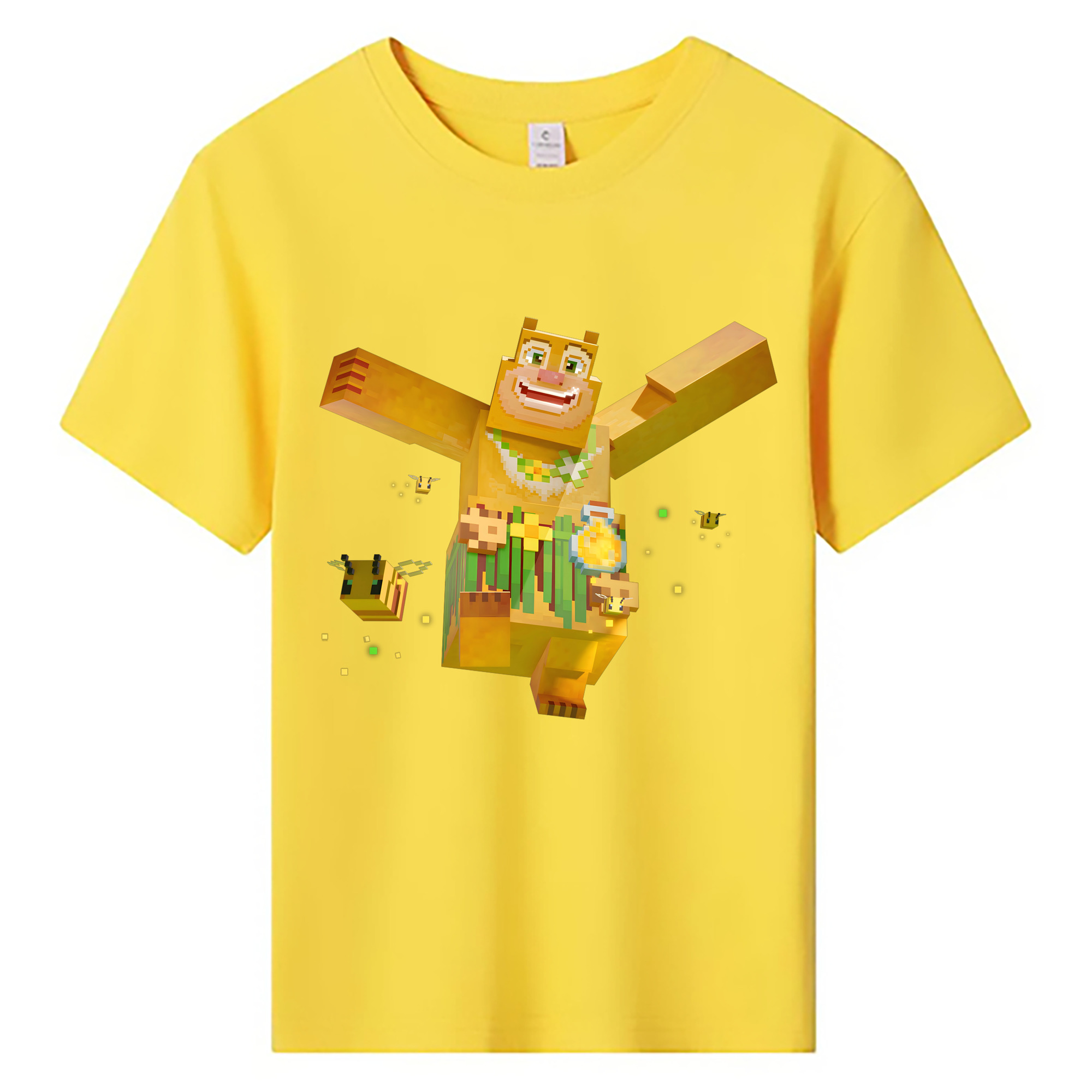 （画像用） マインクラフト ブロックの世界 Minecraft MC Block world 綿100％キッズTシャツ（フロントプリント）
