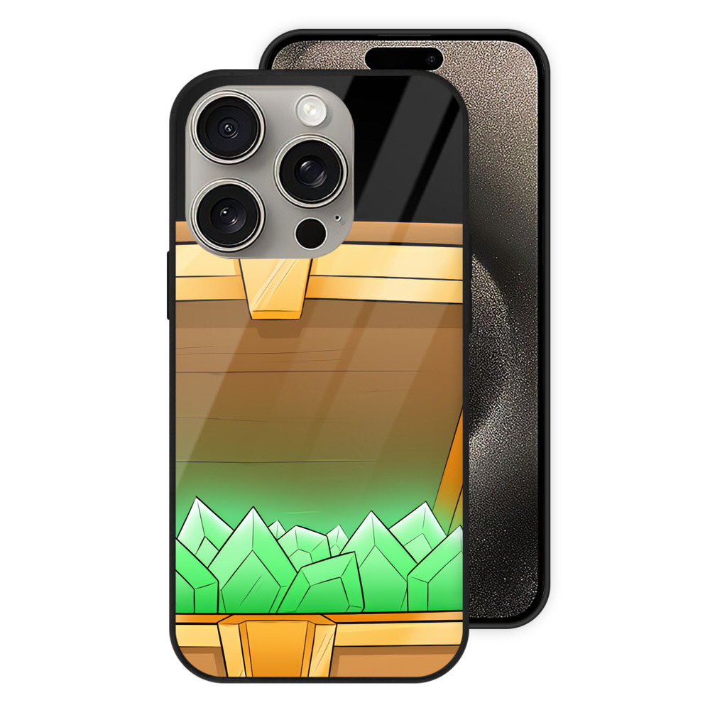 （画像用） マインクラフト ブロックの世界 Minecraft MC Block world 【iPhone15Pro対応】スマホケース 耐衝撃＆黄変防止 背面ガラス