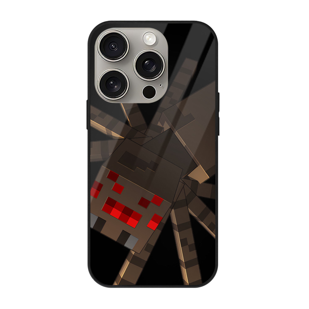 （画像用） マインクラフト ブロックの世界 Minecraft MC Block world 【iPhone15Pro対応】スマホケース 耐衝撃＆黄変防止 背面ガラス