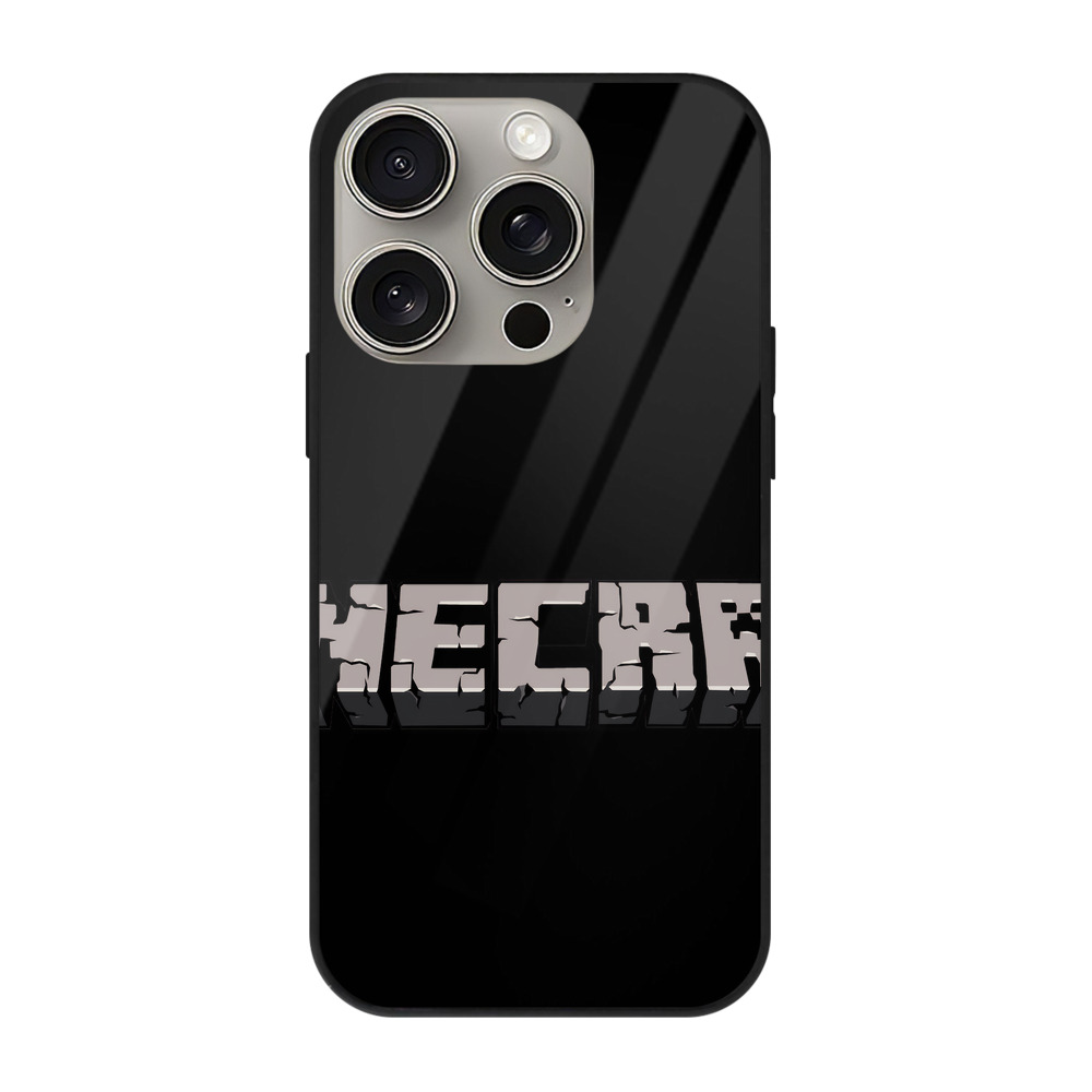 （画像用） マインクラフト ブロックの世界 Minecraft MC Block world 【iPhone15Pro対応】スマホケース 耐衝撃＆黄変防止 背面ガラス