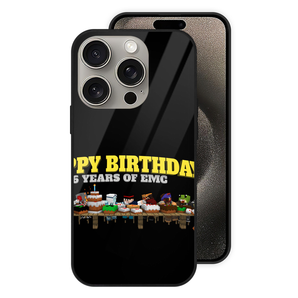 （画像用） マインクラフト ブロックの世界 Minecraft MC Block world 【iPhone15Pro対応】スマホケース 耐衝撃＆黄変防止 背面ガラス