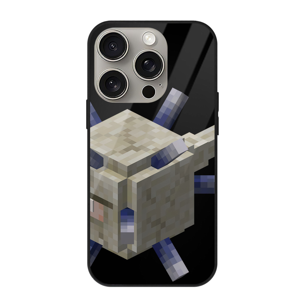 （画像用） マインクラフト ブロックの世界 Minecraft MC Block world 【iPhone15Pro対応】スマホケース 耐衝撃＆黄変防止 背面ガラス
