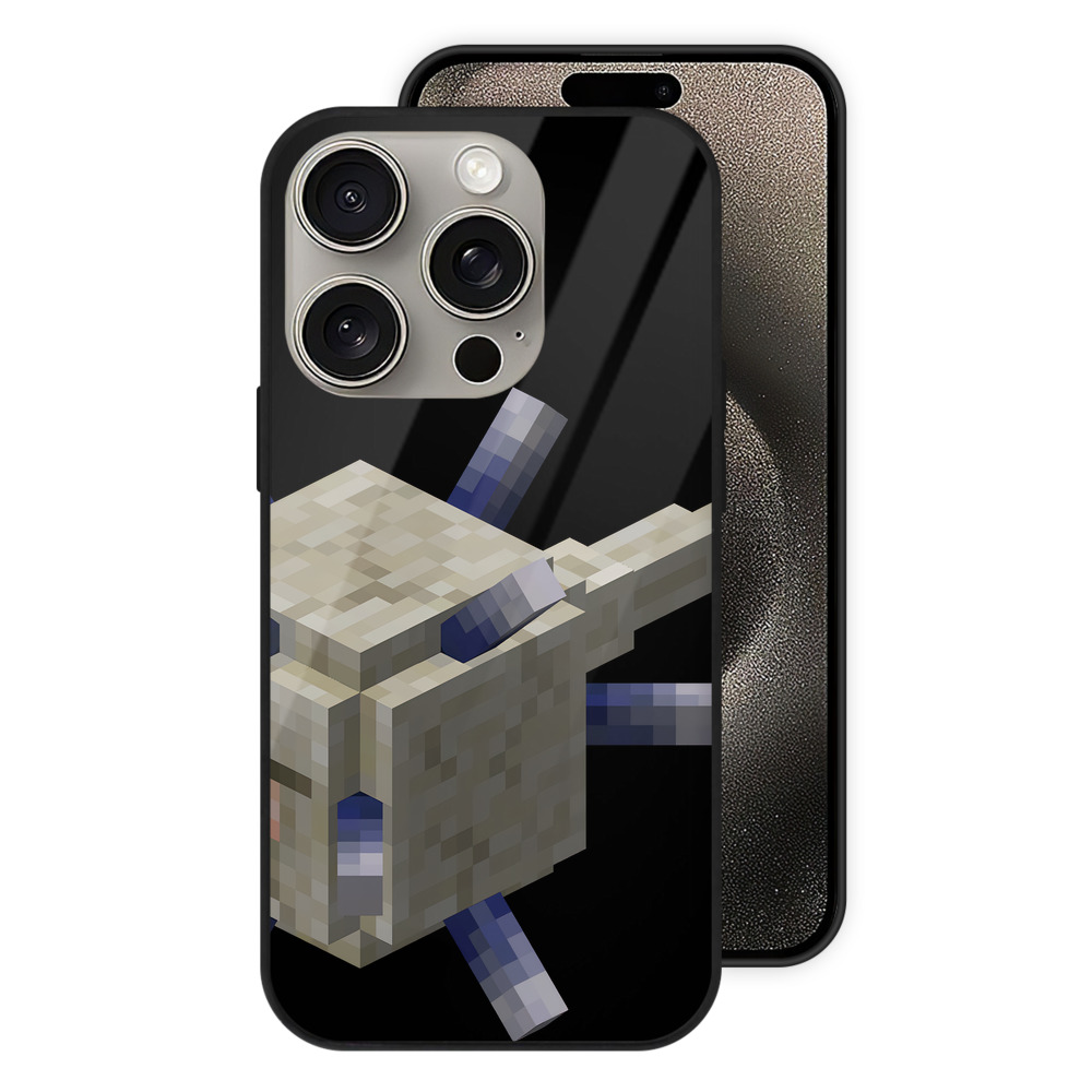 （画像用） マインクラフト ブロックの世界 Minecraft MC Block world 【iPhone15Pro対応】スマホケース 耐衝撃＆黄変防止 背面ガラス