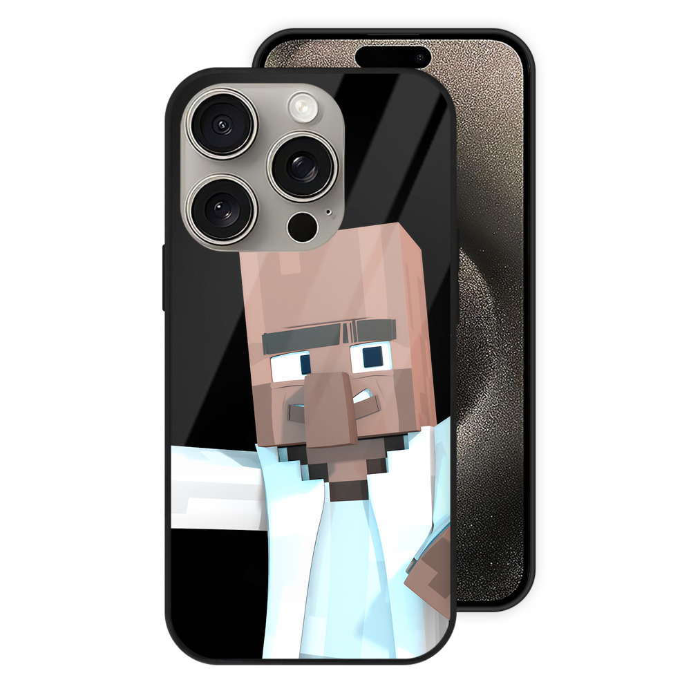 （画像用） マインクラフト ブロックの世界 Minecraft MC Block world 【iPhone15Pro対応】スマホケース 耐衝撃＆黄変防止 背面ガラス