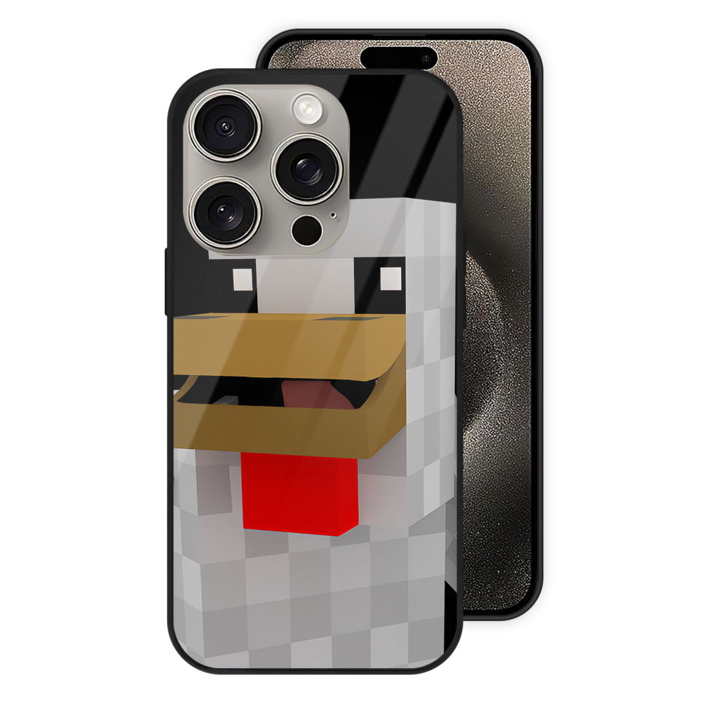 （画像用） マインクラフト ブロックの世界 Minecraft MC Block world 【iPhone15Pro対応】スマホケース 耐衝撃＆黄変防止 背面ガラス