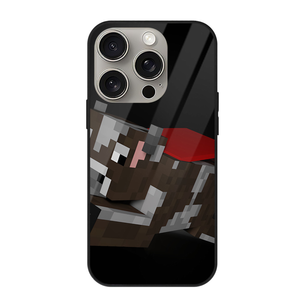 （画像用） マインクラフト ブロックの世界 Minecraft MC Block world 【iPhone15Pro対応】スマホケース 耐衝撃＆黄変防止 背面ガラス