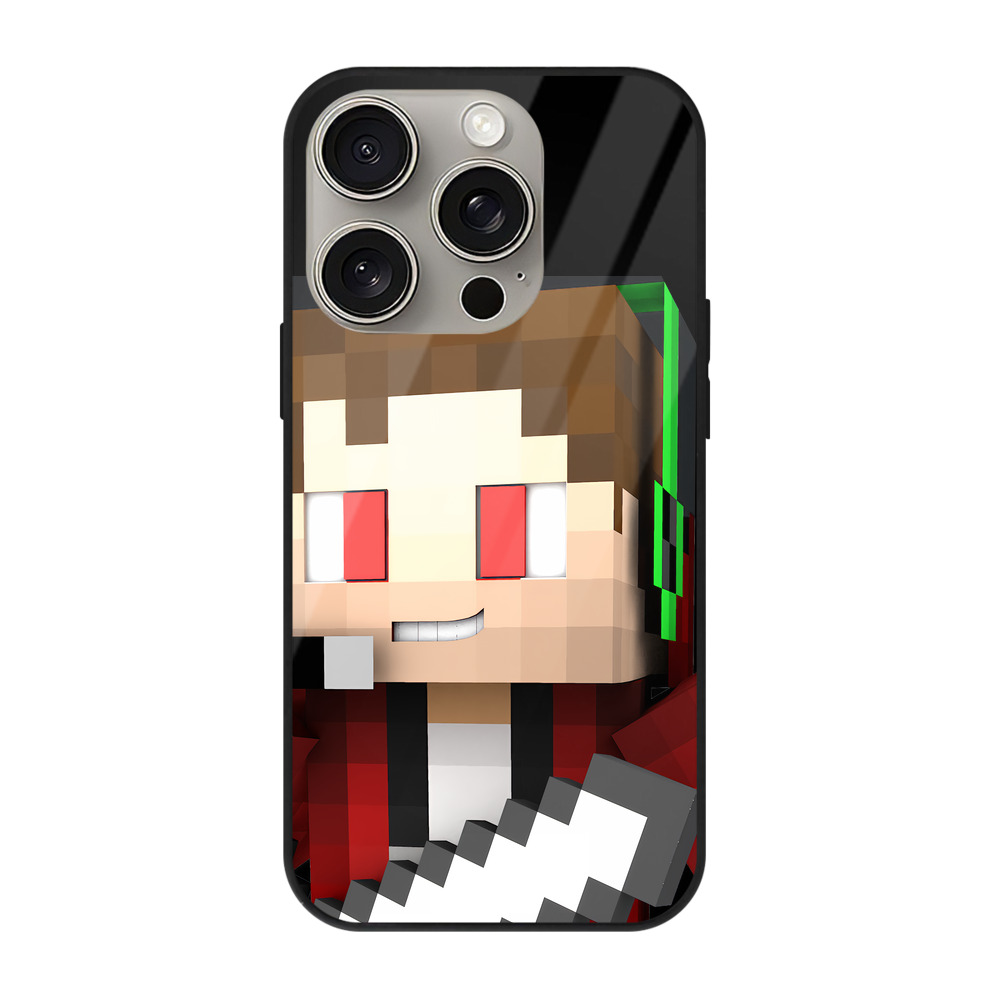 （画像用） マインクラフト ブロックの世界 Minecraft MC Block world 【iPhone15Pro対応】スマホケース 耐衝撃＆黄変防止 背面ガラス