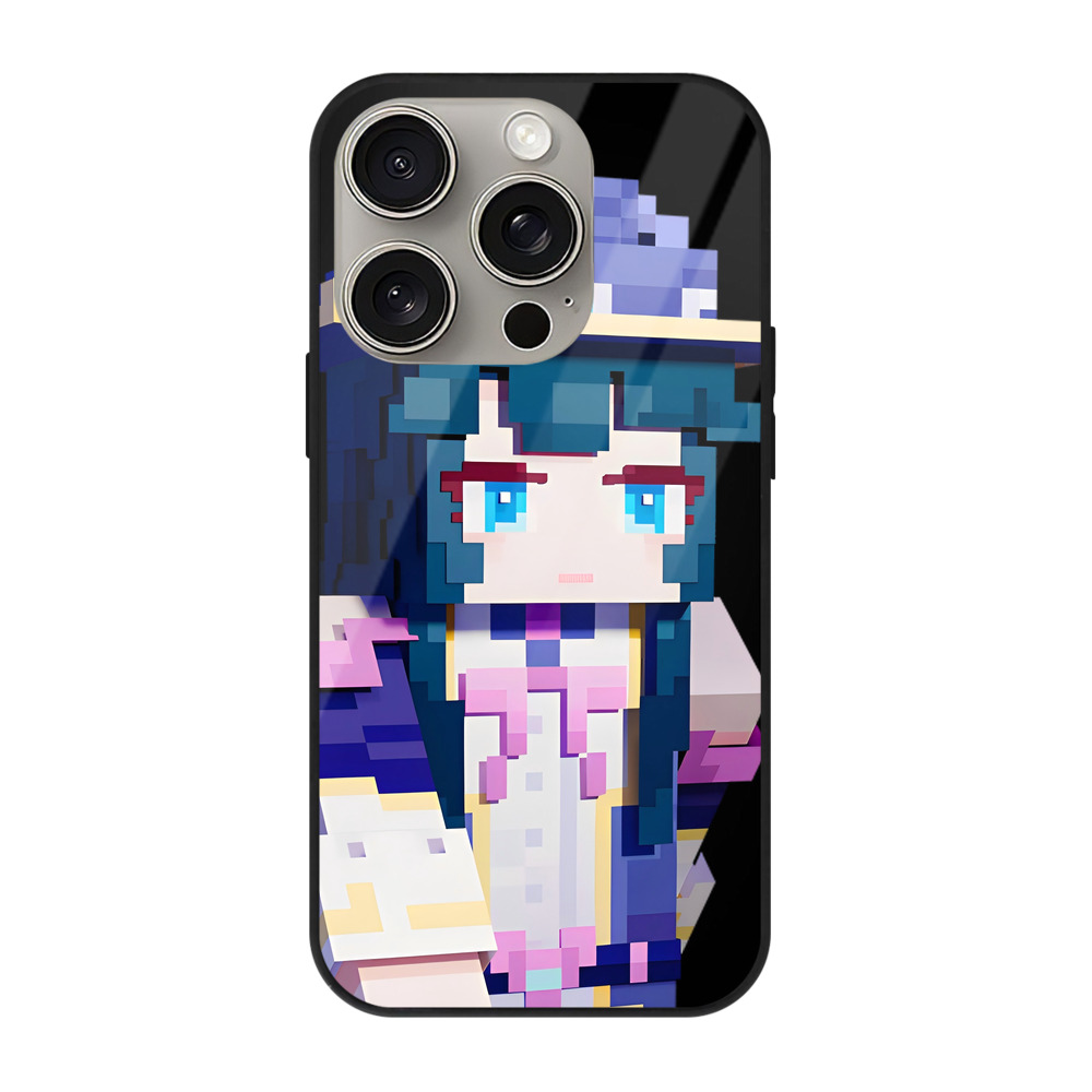 （画像用） マインクラフト ブロックの世界 Minecraft MC Block world 【iPhone15Pro対応】スマホケース 耐衝撃＆黄変防止 背面ガラス