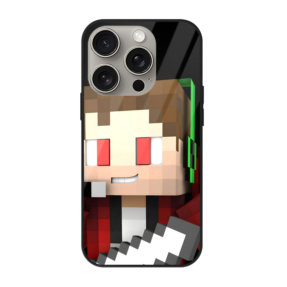 （画像用） マインクラフト ブロックの世界 Minecraft MC Block world 【iPhone15Pro対応】スマホケース 耐衝撃＆黄変防止 背面ガラス