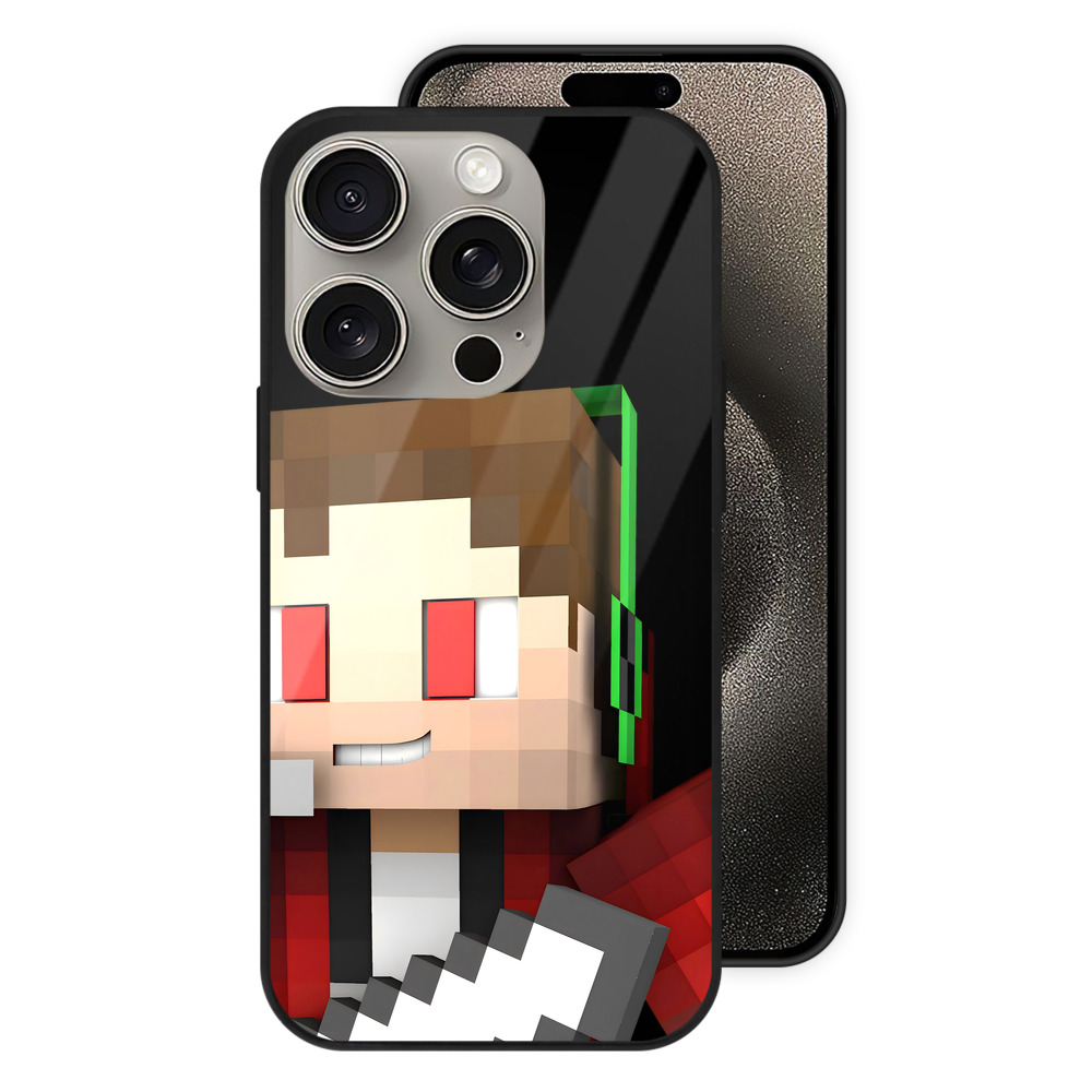 （画像用） マインクラフト ブロックの世界 Minecraft MC Block world 【iPhone15Pro対応】スマホケース 耐衝撃＆黄変防止 背面ガラス