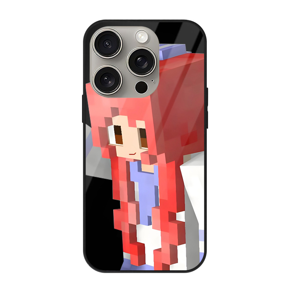 （画像用） マインクラフト ブロックの世界 Minecraft MC Block world 【iPhone15Pro対応】スマホケース 耐衝撃＆黄変防止 背面ガラス