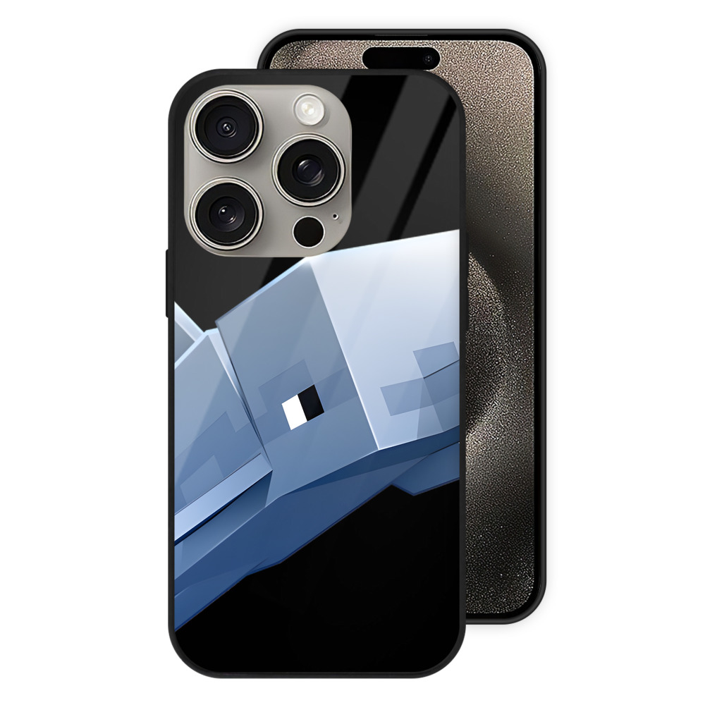 （画像用） マインクラフト ブロックの世界 Minecraft MC Block world 【iPhone15Pro対応】スマホケース 耐衝撃＆黄変防止 背面ガラス