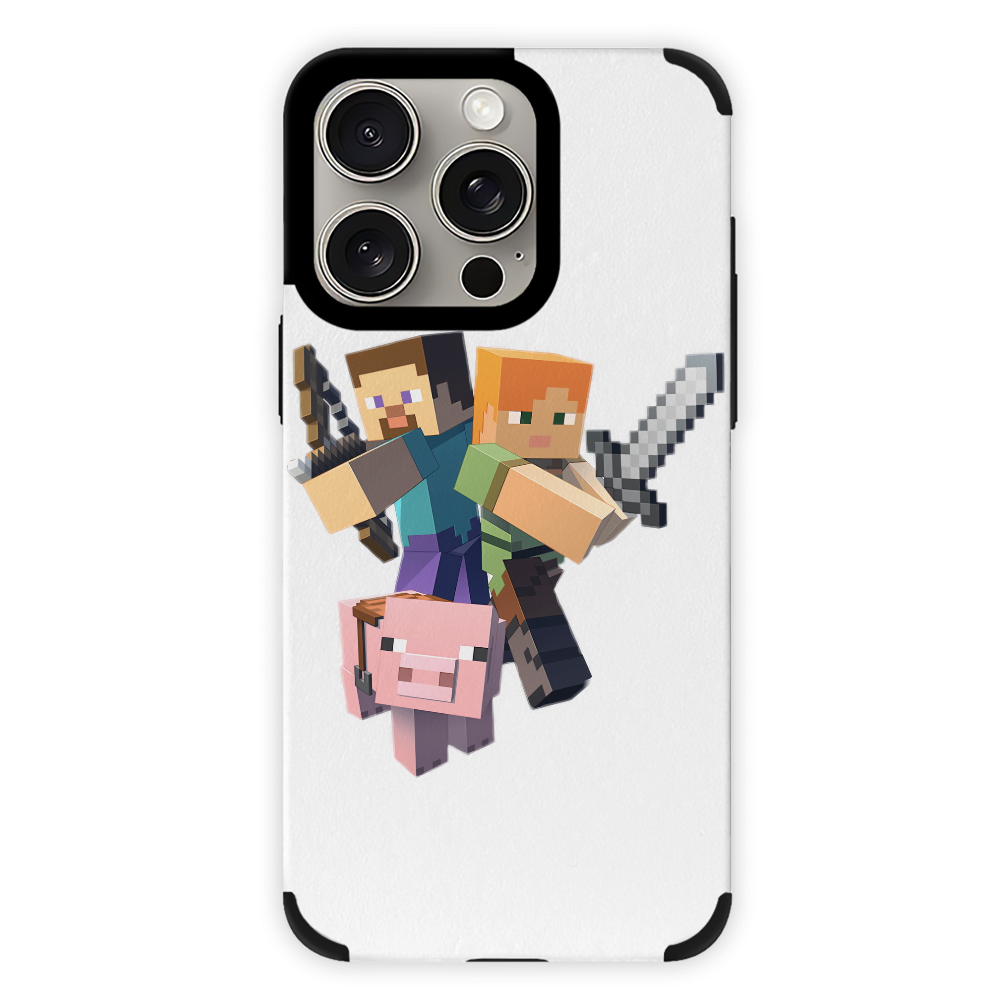 （画像用） マインクラフト ブロックの世界 Minecraft MC Block world 【iPhone15ProMax対応】 PUレザー スマホケース 耐衝撃＆黄変防止
