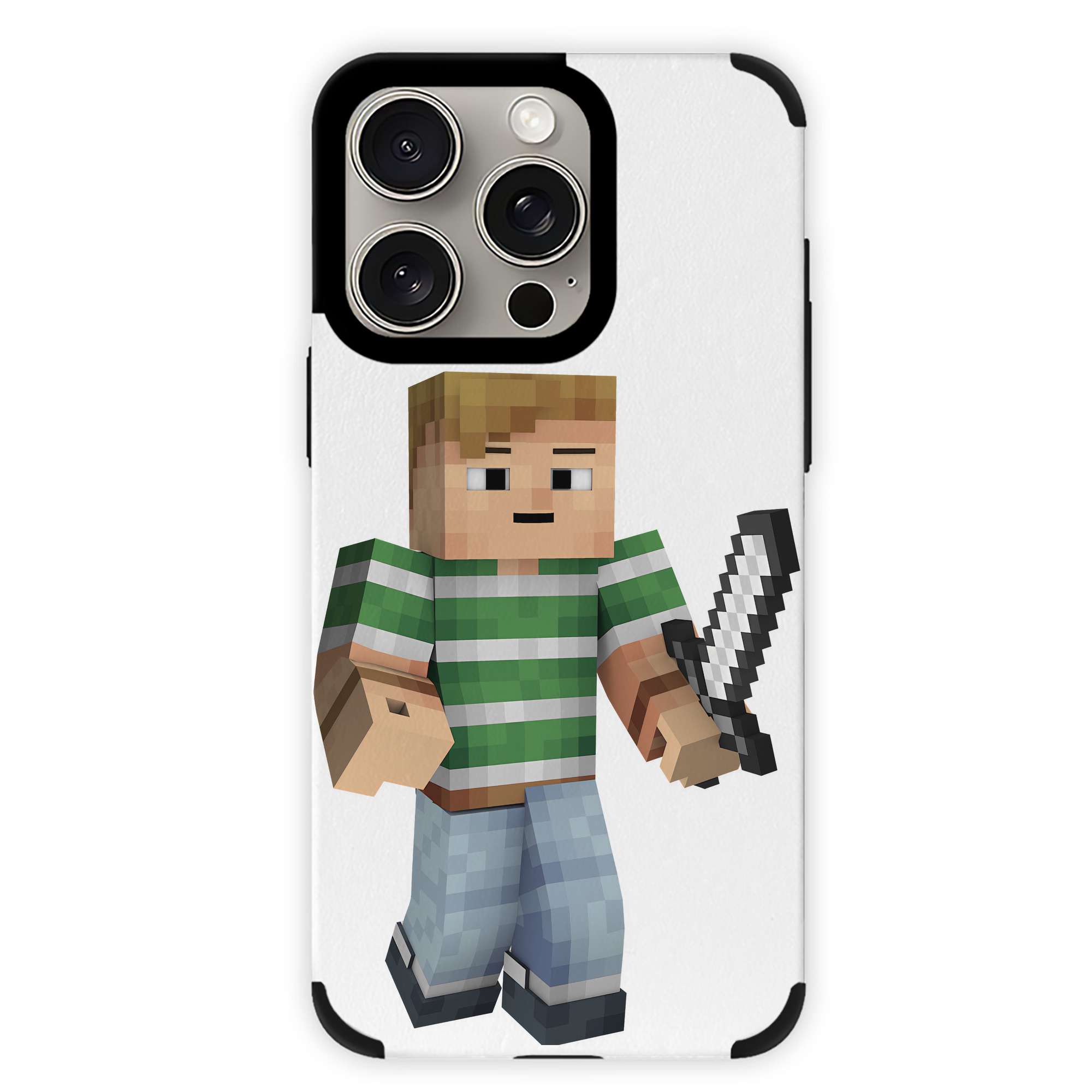 （画像用） マインクラフト ブロックの世界 Minecraft MC Block world 【iPhone15ProMax対応】 PUレザー スマホケース 耐衝撃＆黄変防止