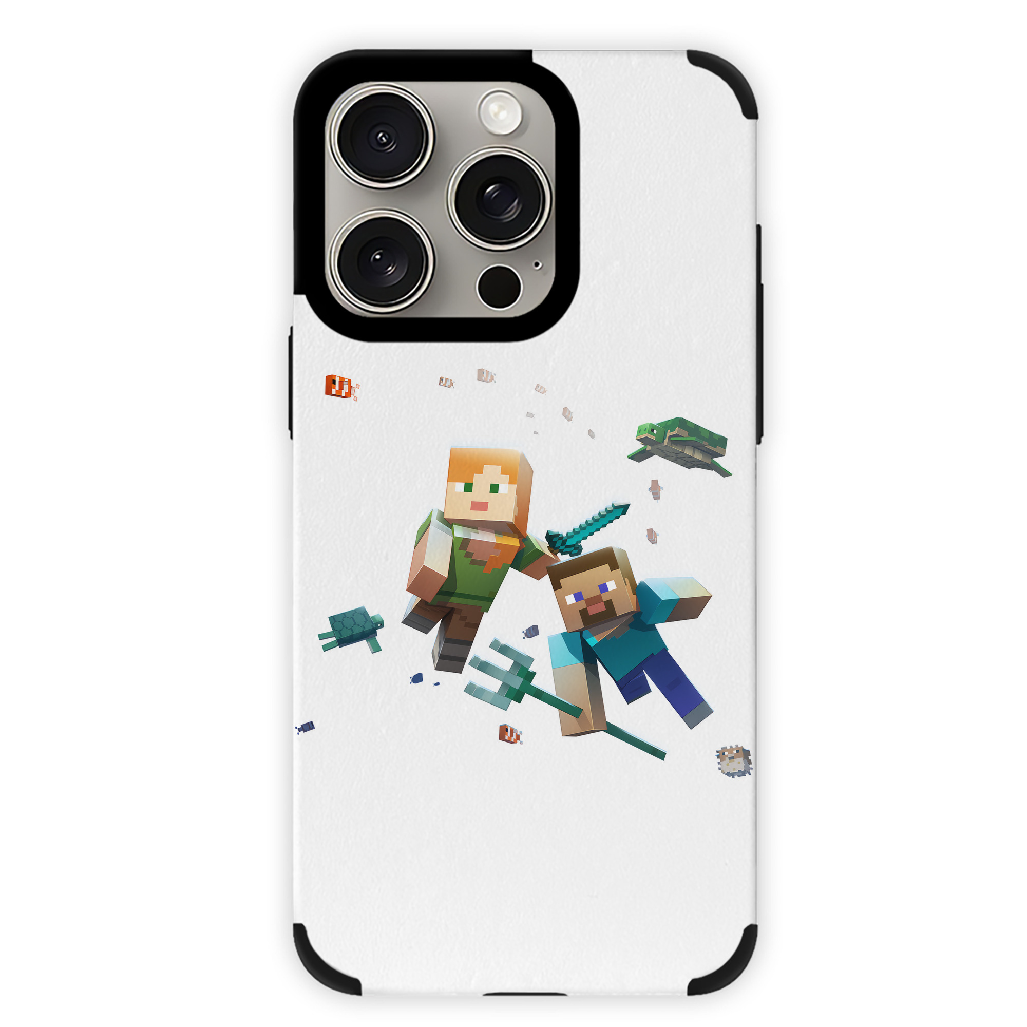 （画像用） マインクラフト ブロックの世界 Minecraft MC Block world 【iPhone15ProMax対応】 PUレザー スマホケース 耐衝撃＆黄変防止