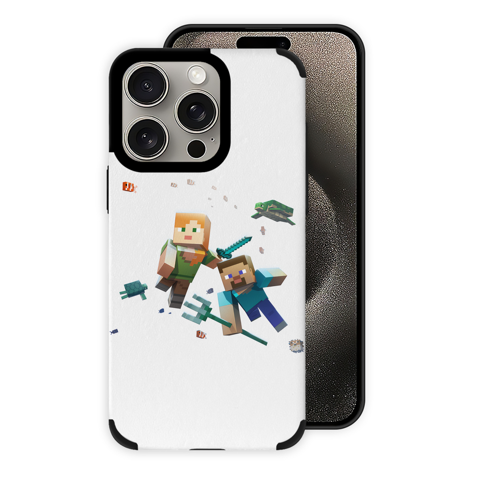 （画像用） マインクラフト ブロックの世界 Minecraft MC Block world 【iPhone15ProMax対応】 PUレザー スマホケース 耐衝撃＆黄変防止