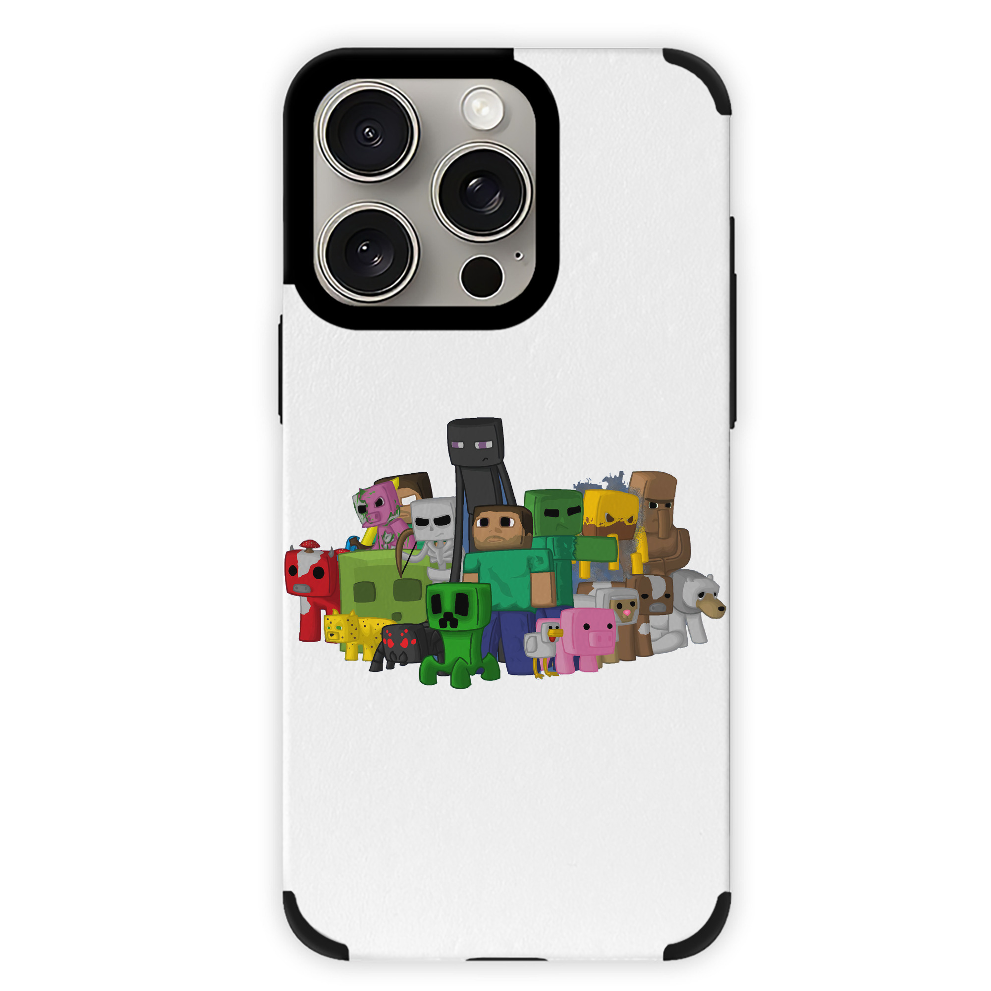 （画像用） マインクラフト ブロックの世界 Minecraft MC Block world 【iPhone15ProMax対応】 PUレザー スマホケース 耐衝撃＆黄変防止