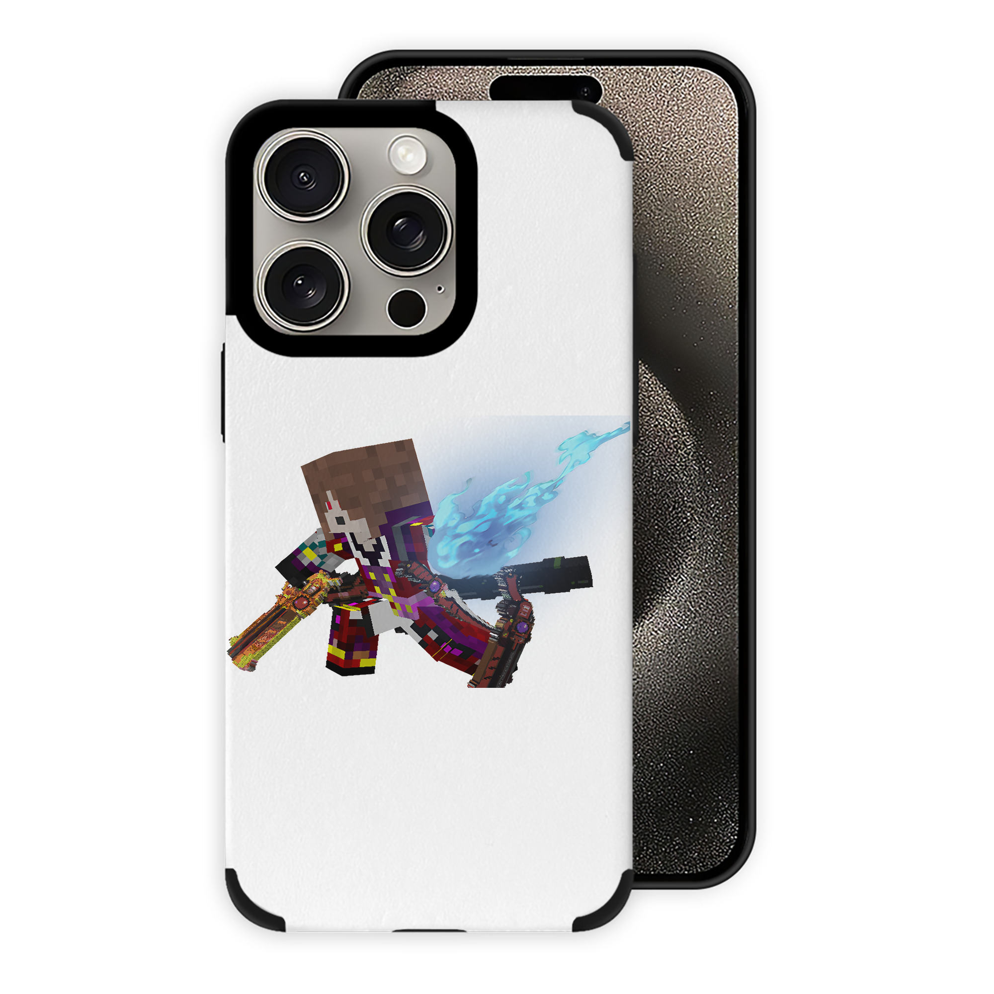 （画像用） マインクラフト ブロックの世界 Minecraft MC Block world 【iPhone15ProMax対応】 PUレザー スマホケース 耐衝撃＆黄変防止