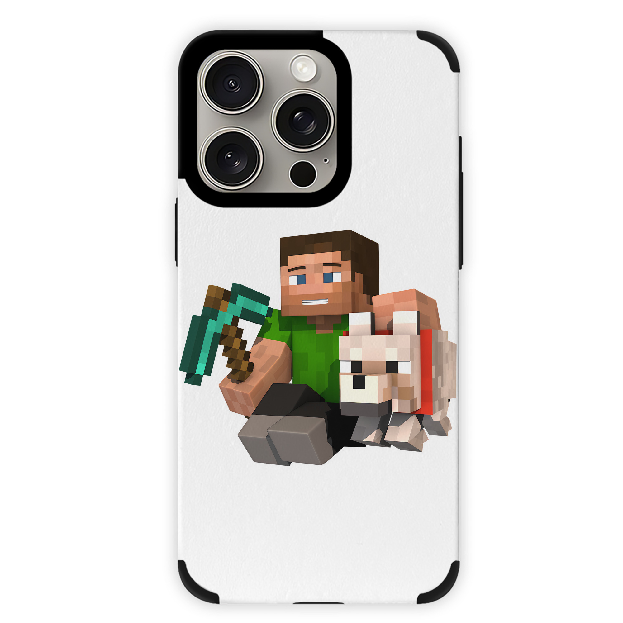 （画像用） マインクラフト ブロックの世界 Minecraft MC Block world 【iPhone15ProMax対応】 PUレザー スマホケース 耐衝撃＆黄変防止