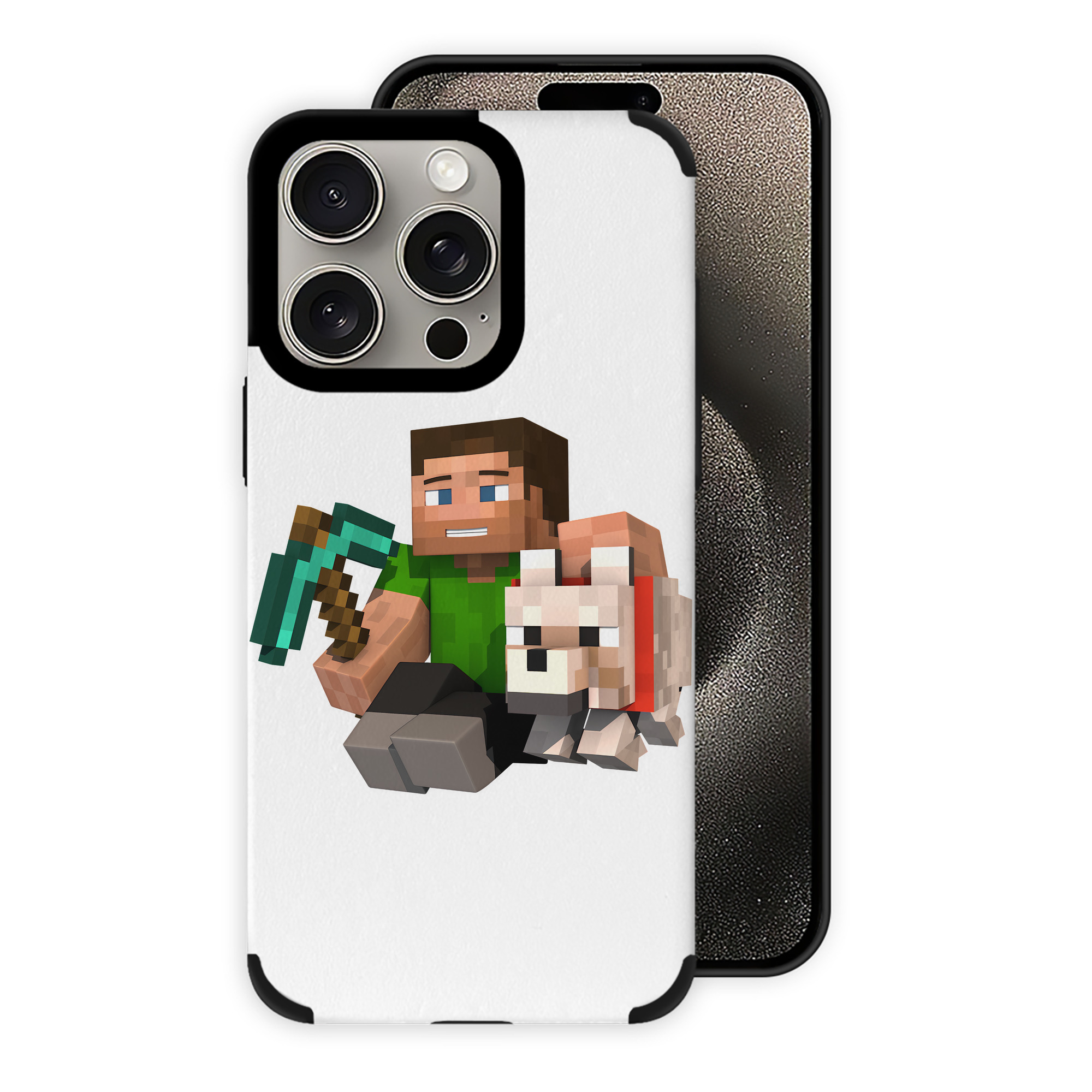 （画像用） マインクラフト ブロックの世界 Minecraft MC Block world 【iPhone15ProMax対応】 PUレザー スマホケース 耐衝撃＆黄変防止
