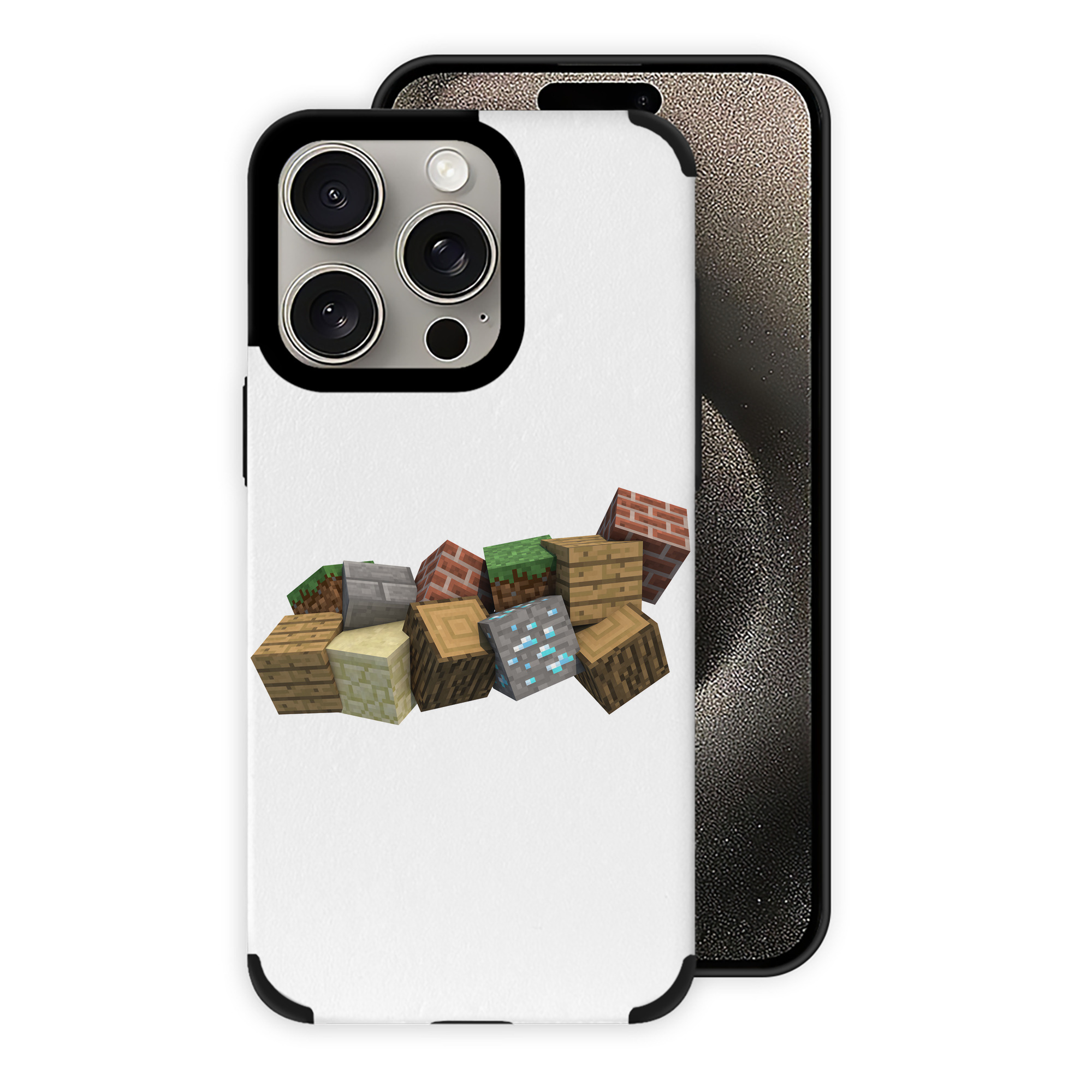 （画像用） マインクラフト ブロックの世界 Minecraft MC Block world 【iPhone15ProMax対応】 PUレザー スマホケース 耐衝撃＆黄変防止
