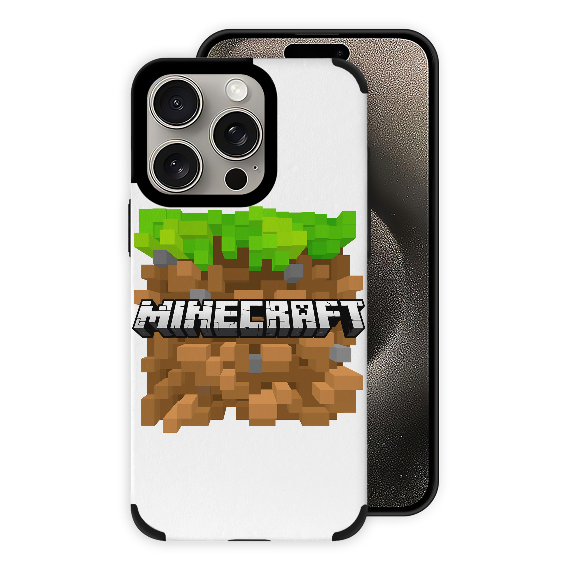 （画像用） マインクラフト ブロックの世界 Minecraft MC Block world 【iPhone15ProMax対応】 PUレザー スマホケース 耐衝撃＆黄変防止