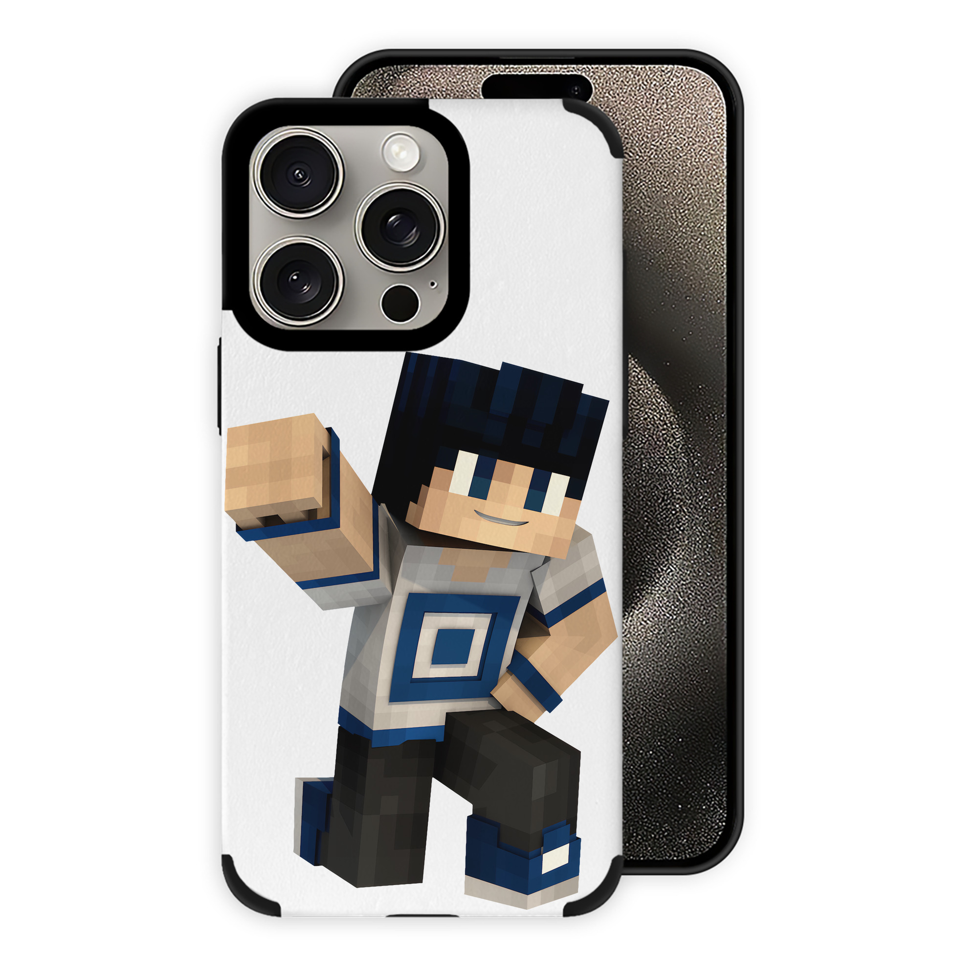 （画像用） マインクラフト ブロックの世界 Minecraft MC Block world 【iPhone15ProMax対応】 PUレザー スマホケース 耐衝撃＆黄変防止
