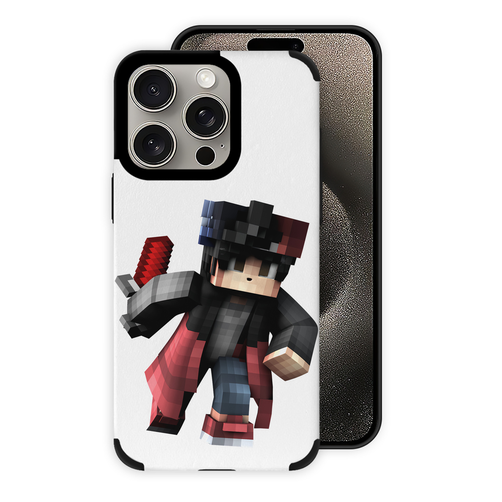 （画像用） マインクラフト ブロックの世界 Minecraft MC Block world 【iPhone15ProMax対応】 PUレザー スマホケース 耐衝撃＆黄変防止