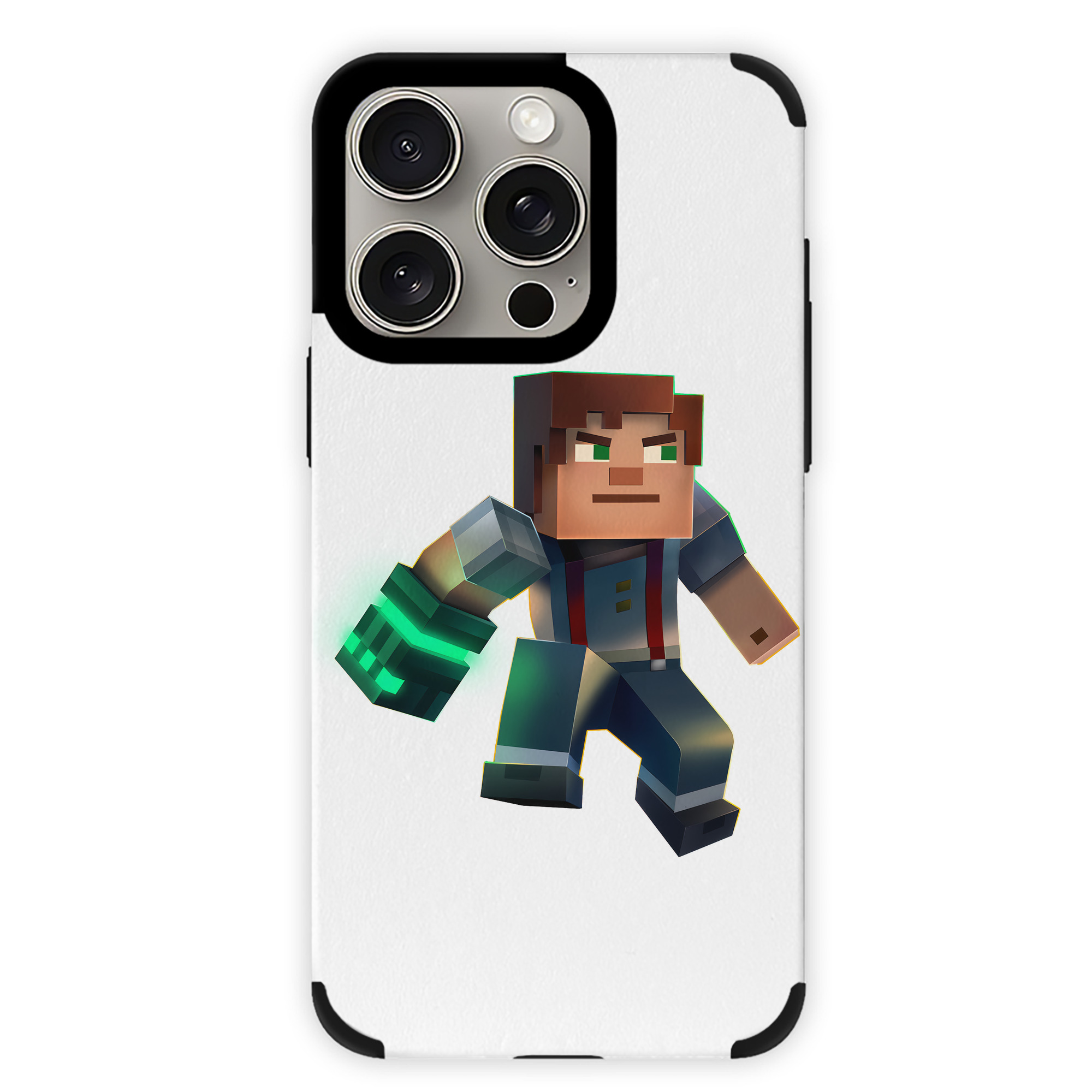 （画像用） マインクラフト ブロックの世界 Minecraft MC Block world 【iPhone15ProMax対応】 PUレザー スマホケース 耐衝撃＆黄変防止