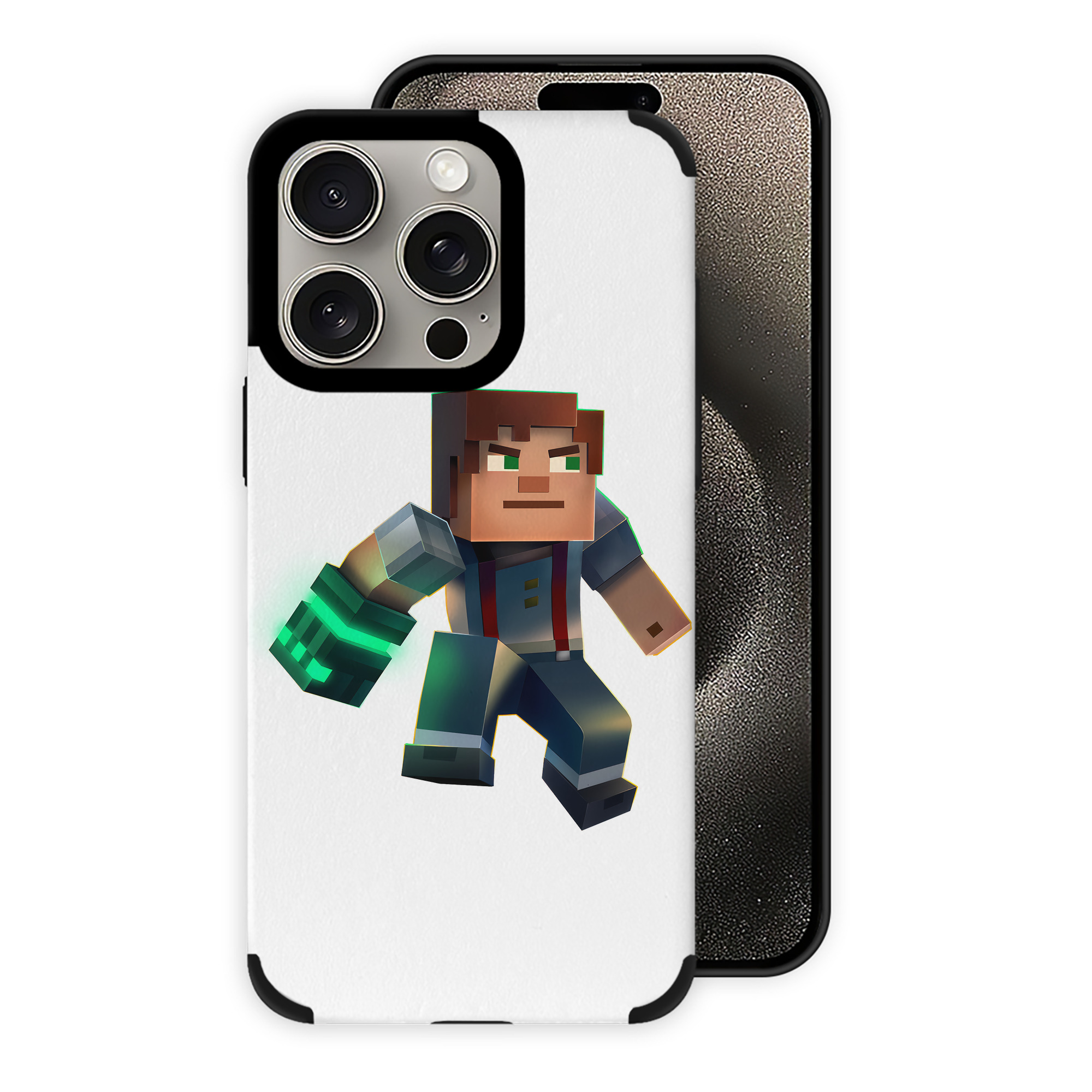 （画像用） マインクラフト ブロックの世界 Minecraft MC Block world 【iPhone15ProMax対応】 PUレザー スマホケース 耐衝撃＆黄変防止