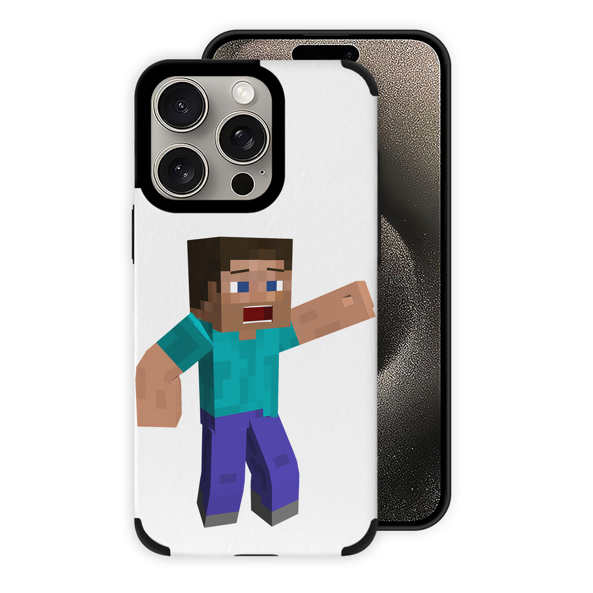 （画像用） マインクラフト ブロックの世界 Minecraft MC Block world 【iPhone15ProMax対応】 PUレザー スマホケース 耐衝撃＆黄変防止