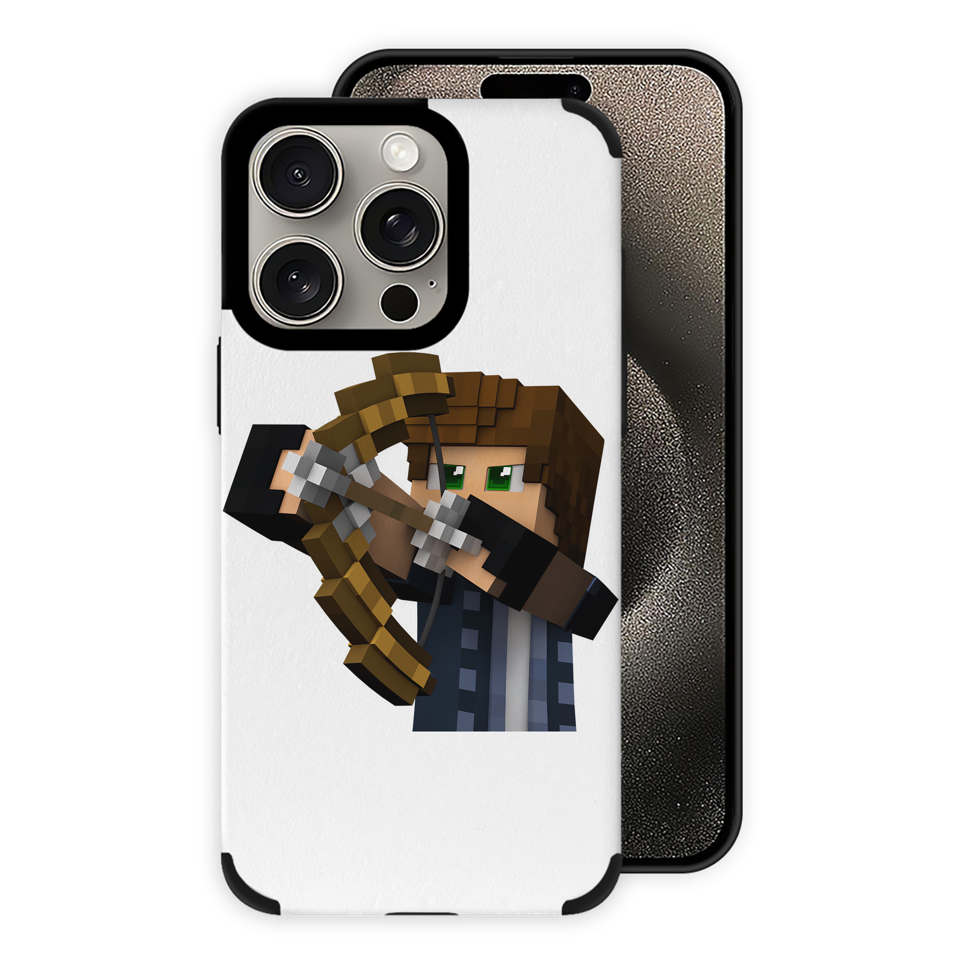 （画像用） マインクラフト ブロックの世界 Minecraft MC Block world 【iPhone15ProMax対応】 PUレザー スマホケース 耐衝撃＆黄変防止