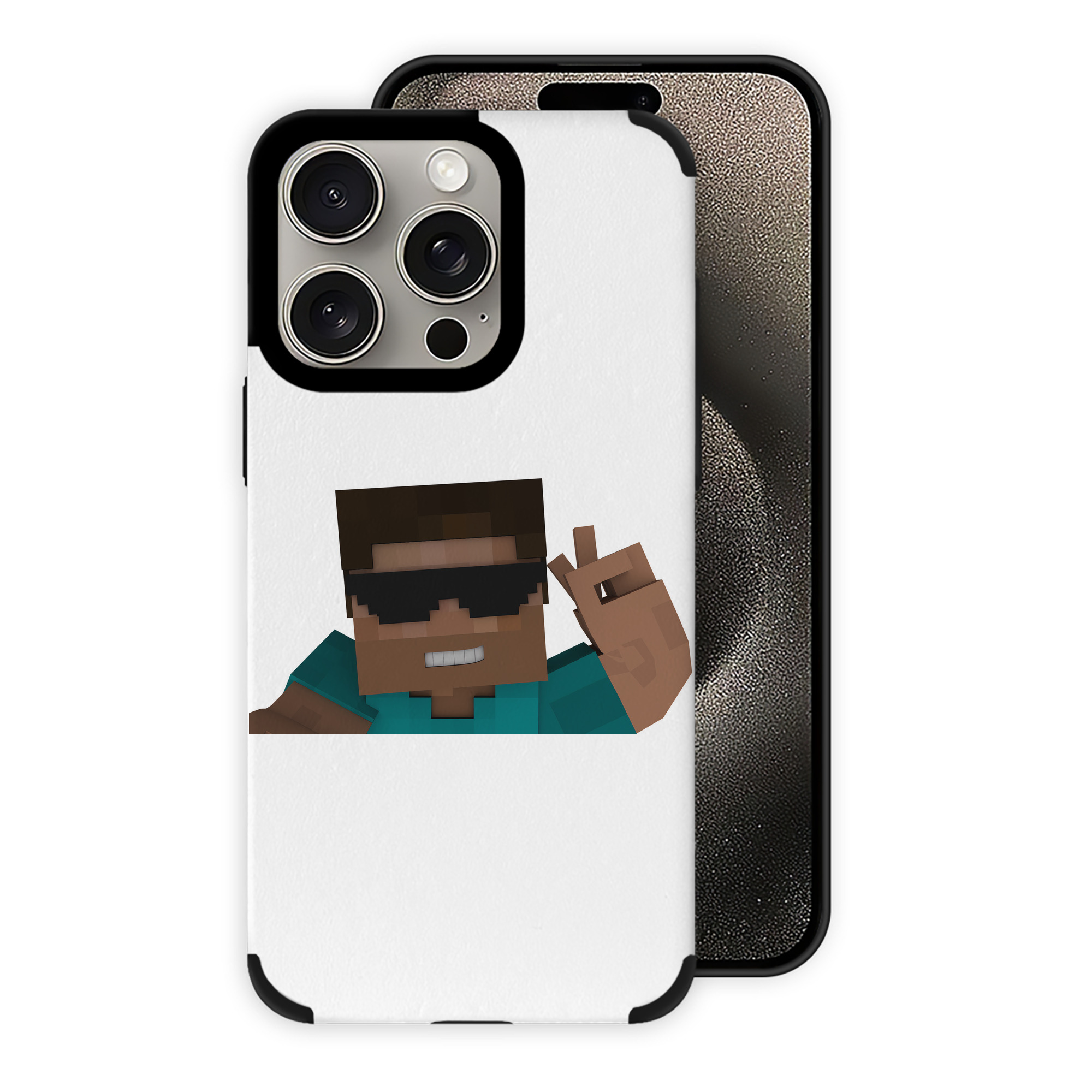 （画像用） マインクラフト ブロックの世界 Minecraft MC Block world 【iPhone15ProMax対応】 PUレザー スマホケース 耐衝撃＆黄変防止
