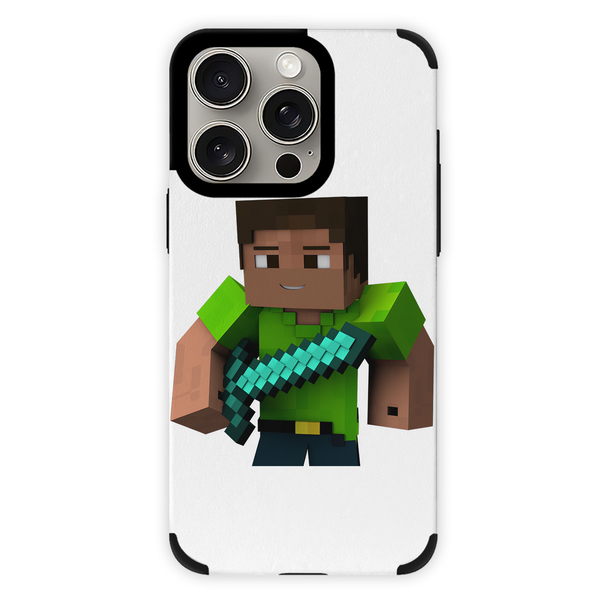 （画像用） マインクラフト ブロックの世界 Minecraft MC Block world 【iPhone15ProMax対応】 PUレザー スマホケース 耐衝撃＆黄変防止