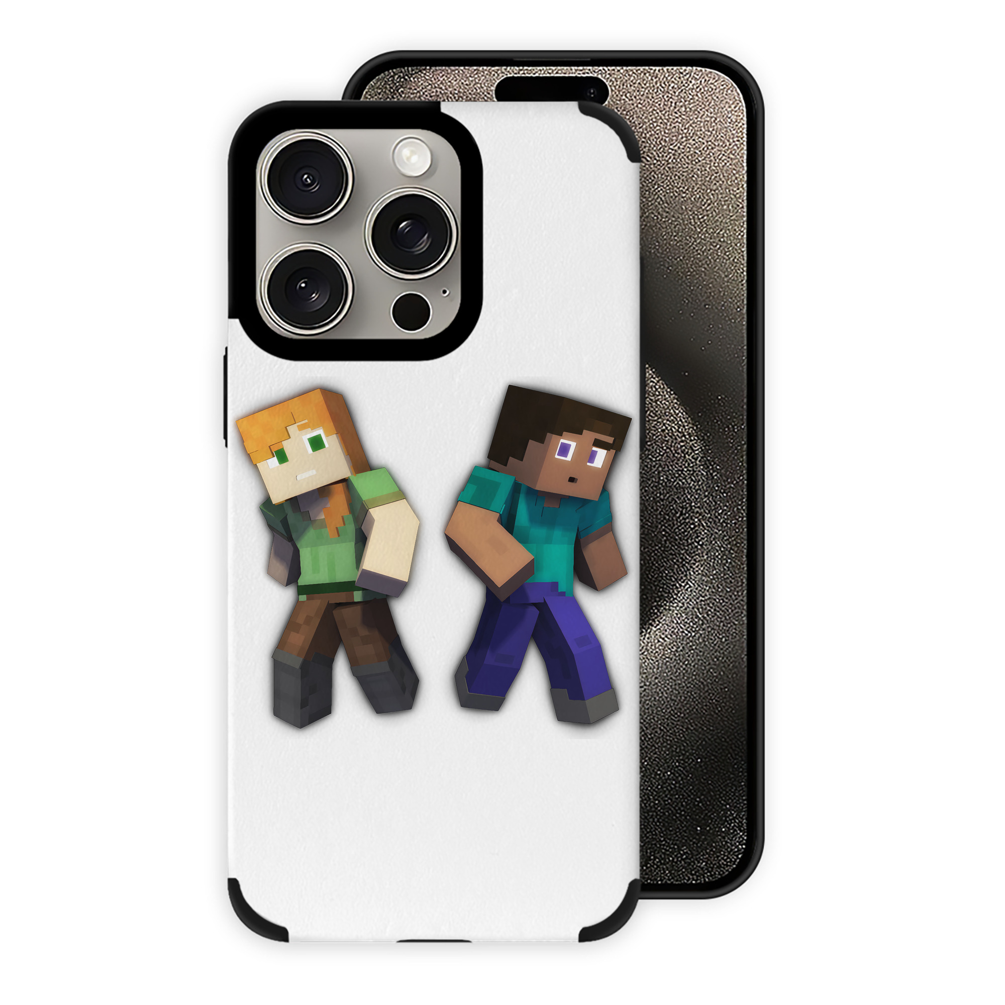 （画像用） マインクラフト ブロックの世界 Minecraft MC Block world 【iPhone15ProMax対応】 PUレザー スマホケース 耐衝撃＆黄変防止