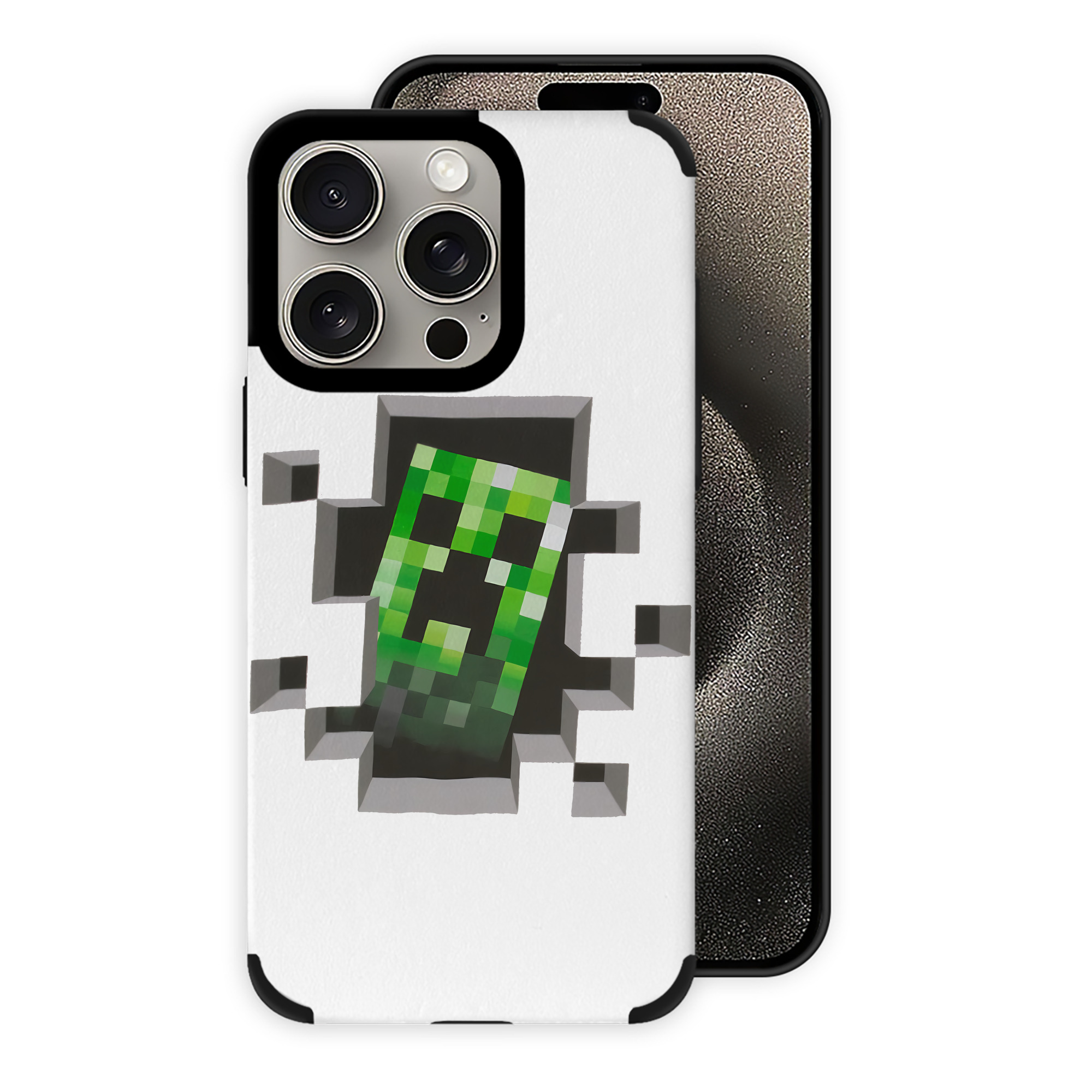 （画像用） マインクラフト ブロックの世界 Minecraft MC Block world 【iPhone15ProMax対応】 PUレザー スマホケース 耐衝撃＆黄変防止