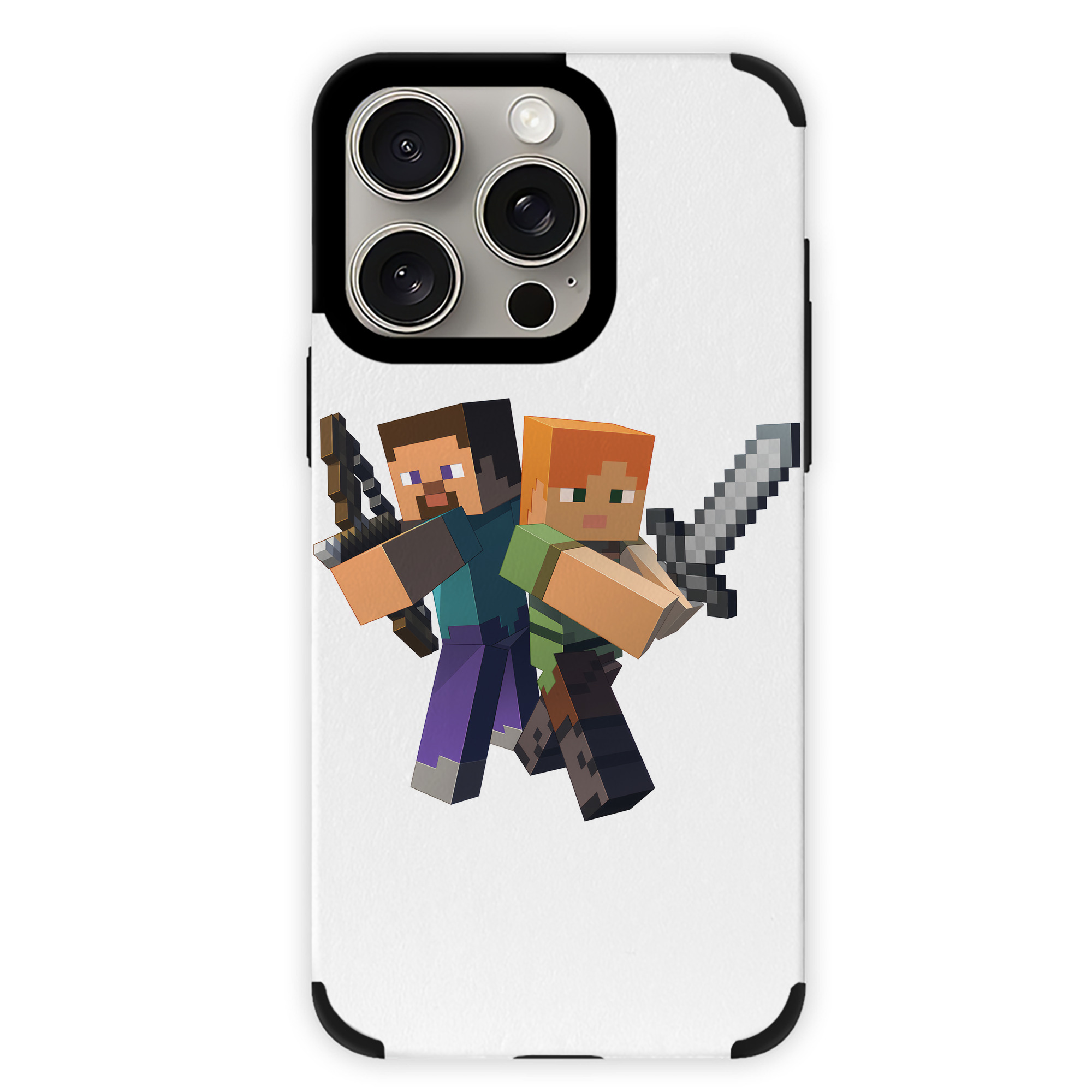 （画像用） マインクラフト ブロックの世界 Minecraft MC Block world 【iPhone15ProMax対応】 PUレザー スマホケース 耐衝撃＆黄変防止