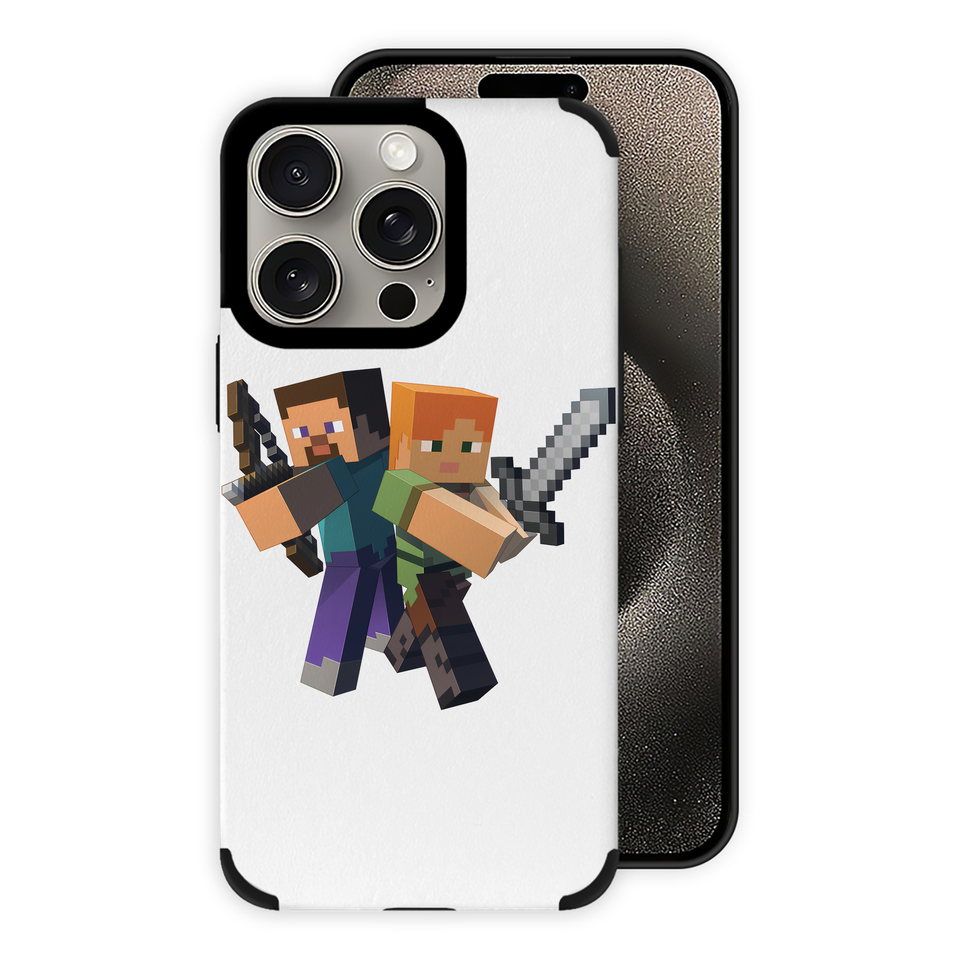 （画像用） マインクラフト ブロックの世界 Minecraft MC Block world 【iPhone15ProMax対応】 PUレザー スマホケース 耐衝撃＆黄変防止