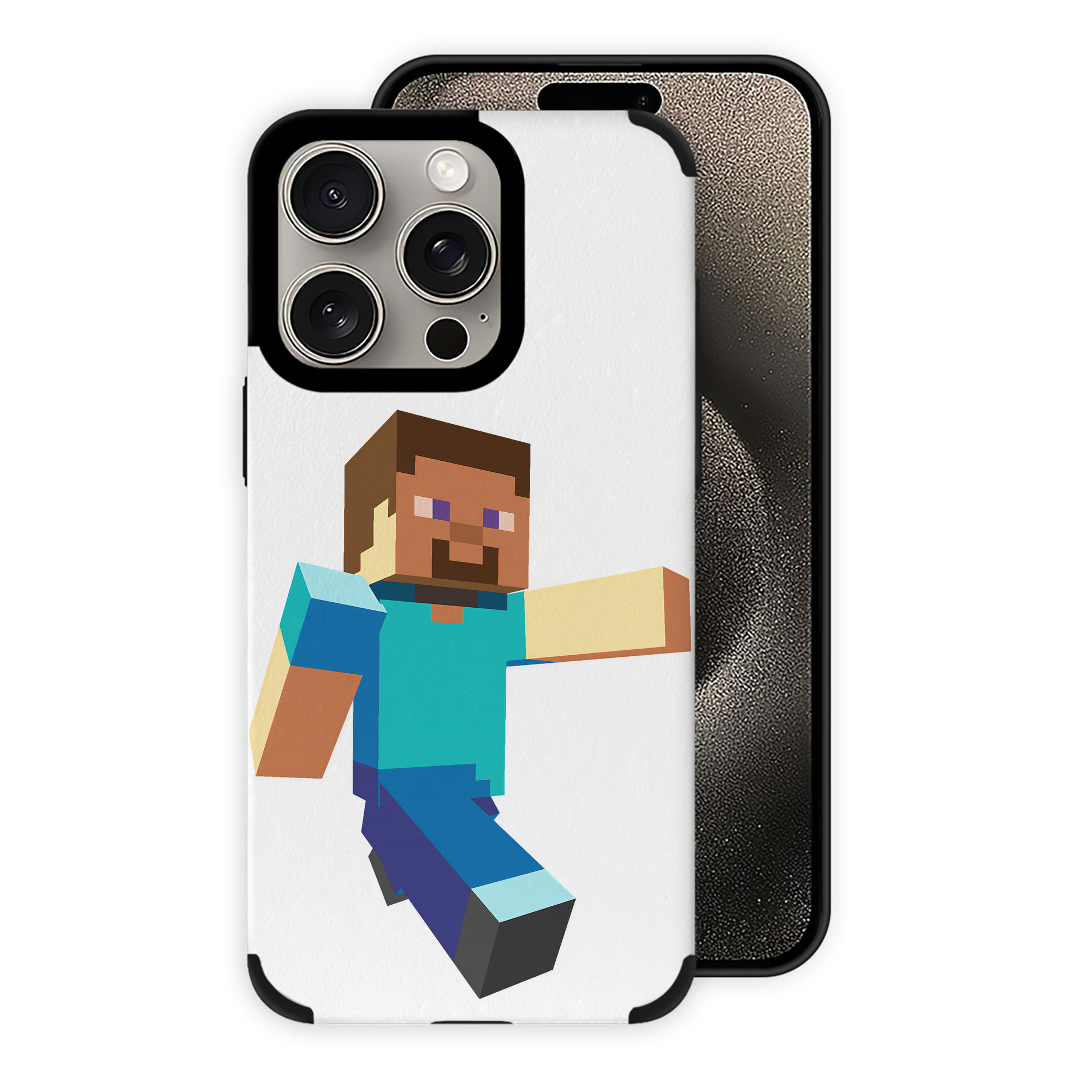 （画像用） マインクラフト ブロックの世界 Minecraft MC Block world 【iPhone15ProMax対応】 PUレザー スマホケース 耐衝撃＆黄変防止